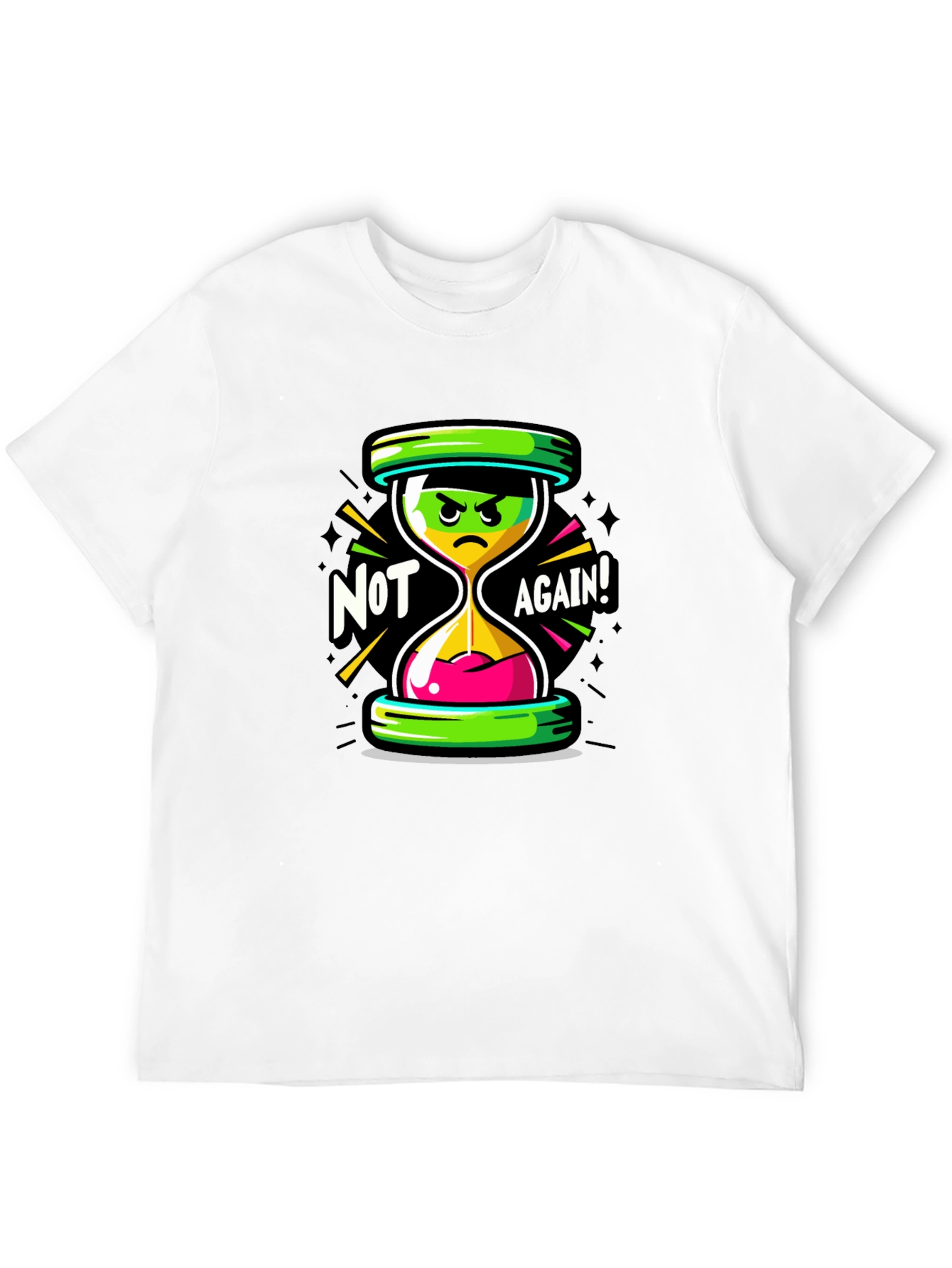 Not Again! Graphic Print Black T-Shirt
