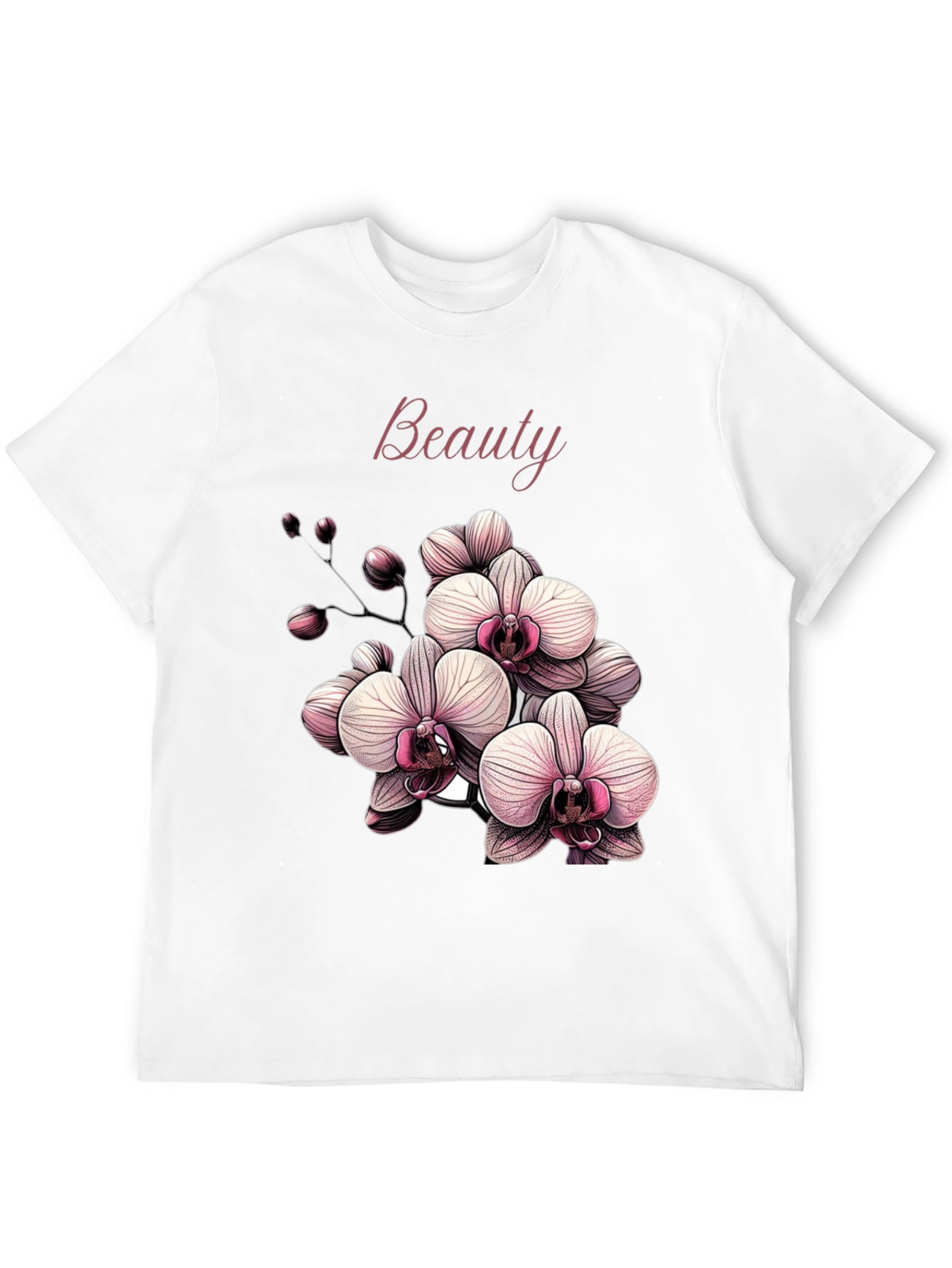 Beauty Orchid Graphic Black T-Shirt