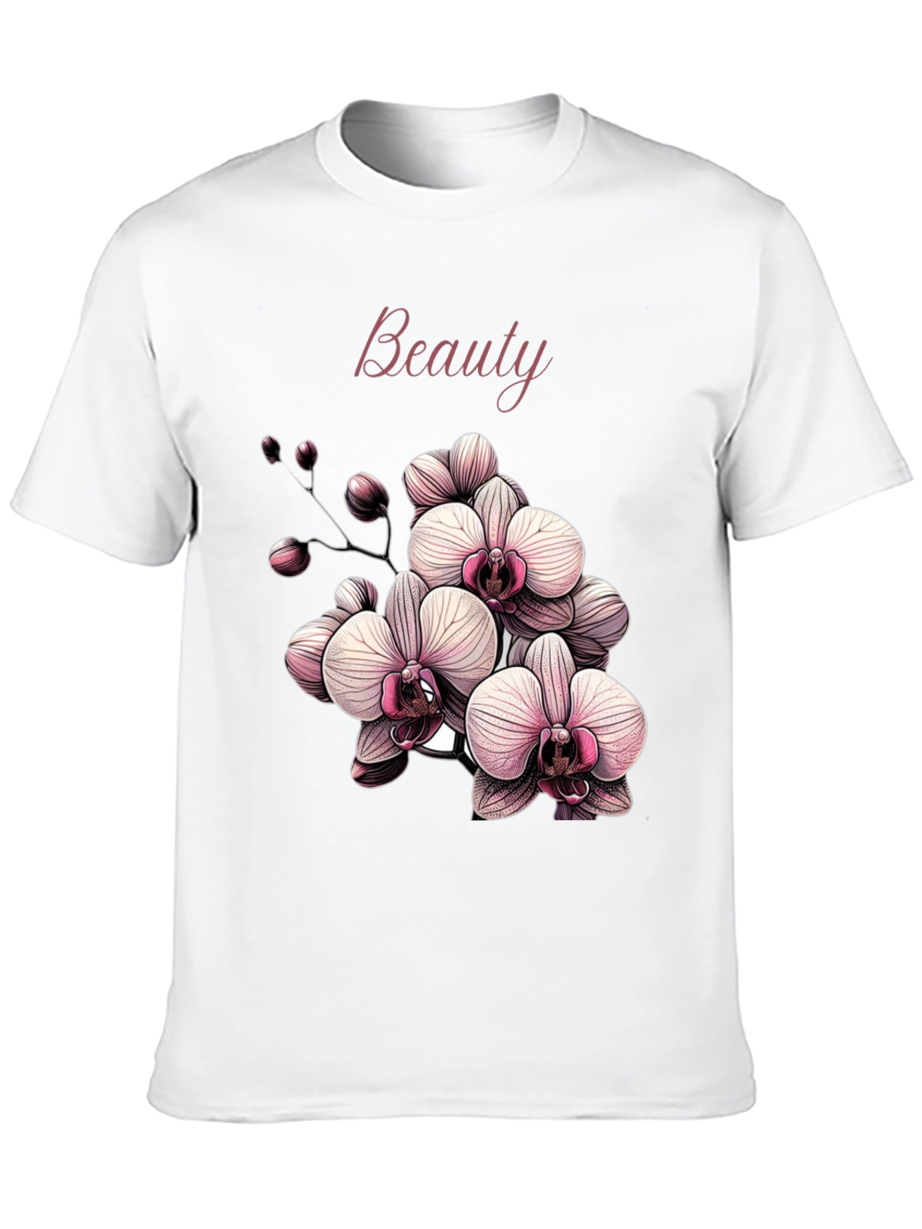Beauty Orchid Graphic Black T-Shirt