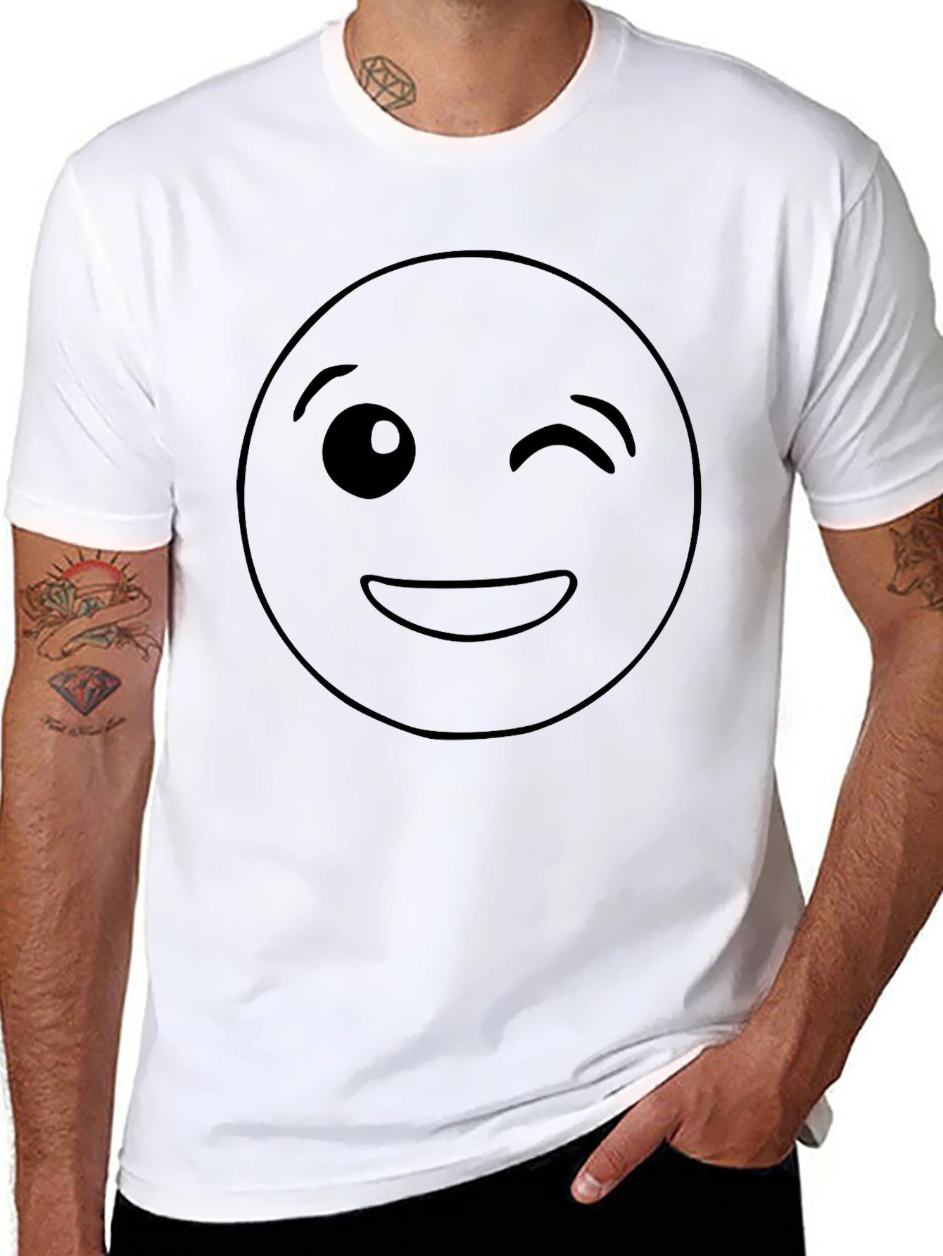 Winking Emoji Black T-Shirt - Express Yourself!