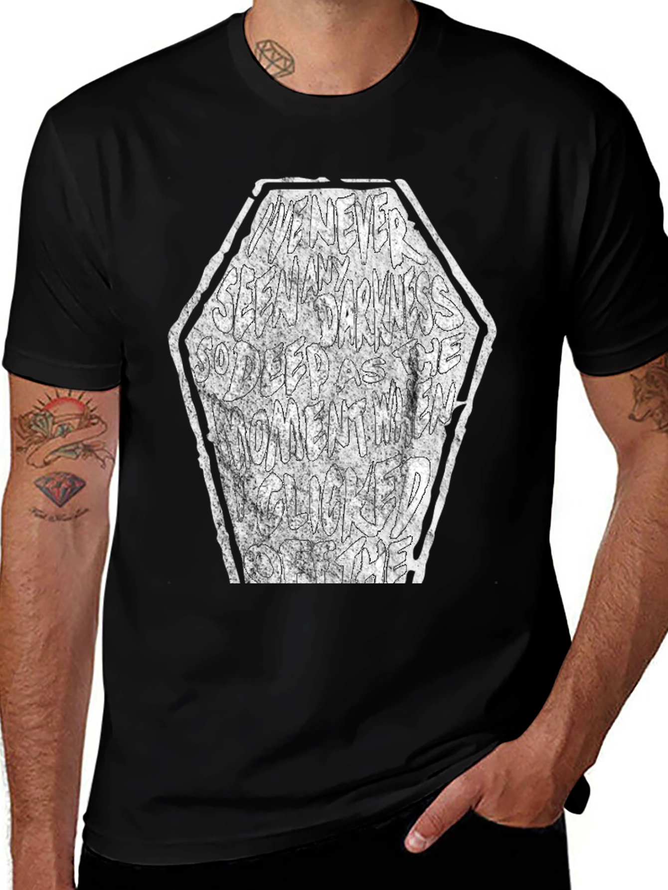 Dark Text Graphic Tee - Coffin Shape