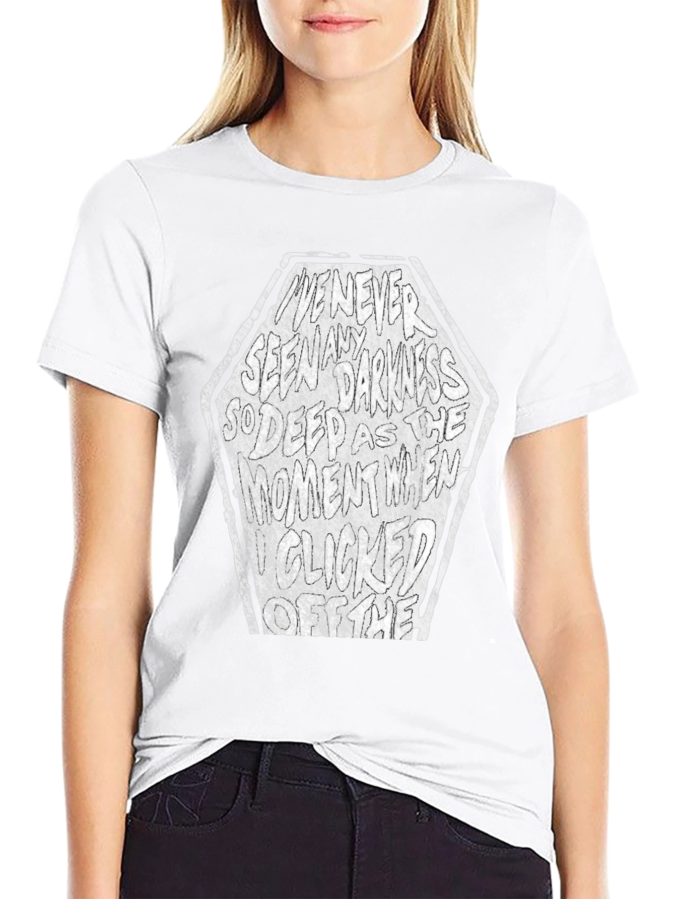 Dark Text Graphic Tee - Coffin Shape