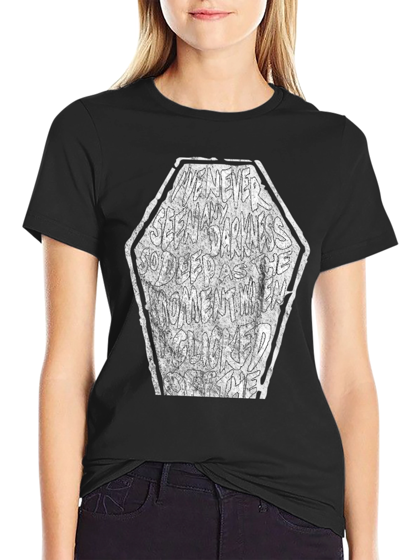 Dark Text Graphic Tee - Coffin Shape