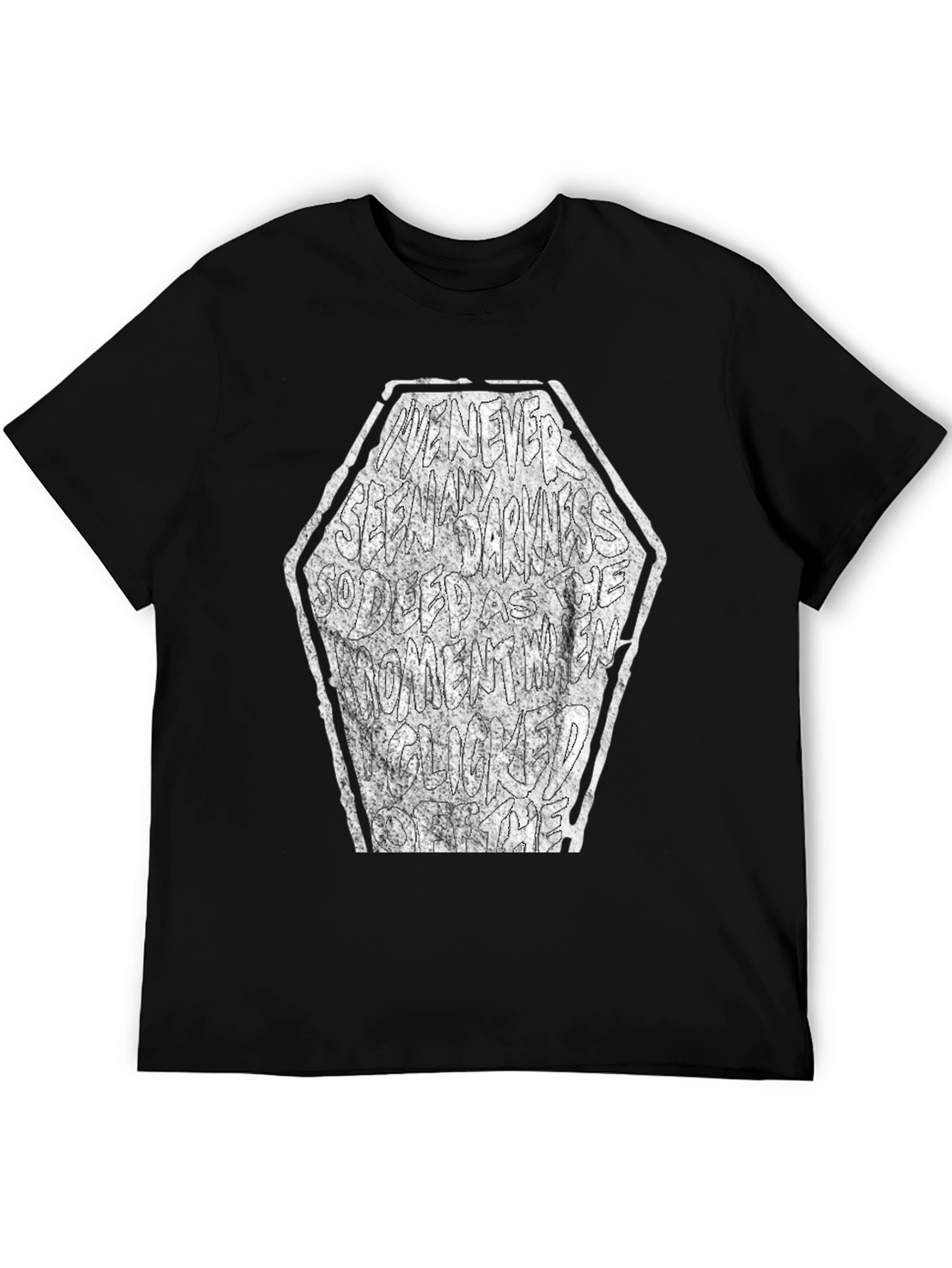 Dark Text Graphic Tee - Coffin Shape