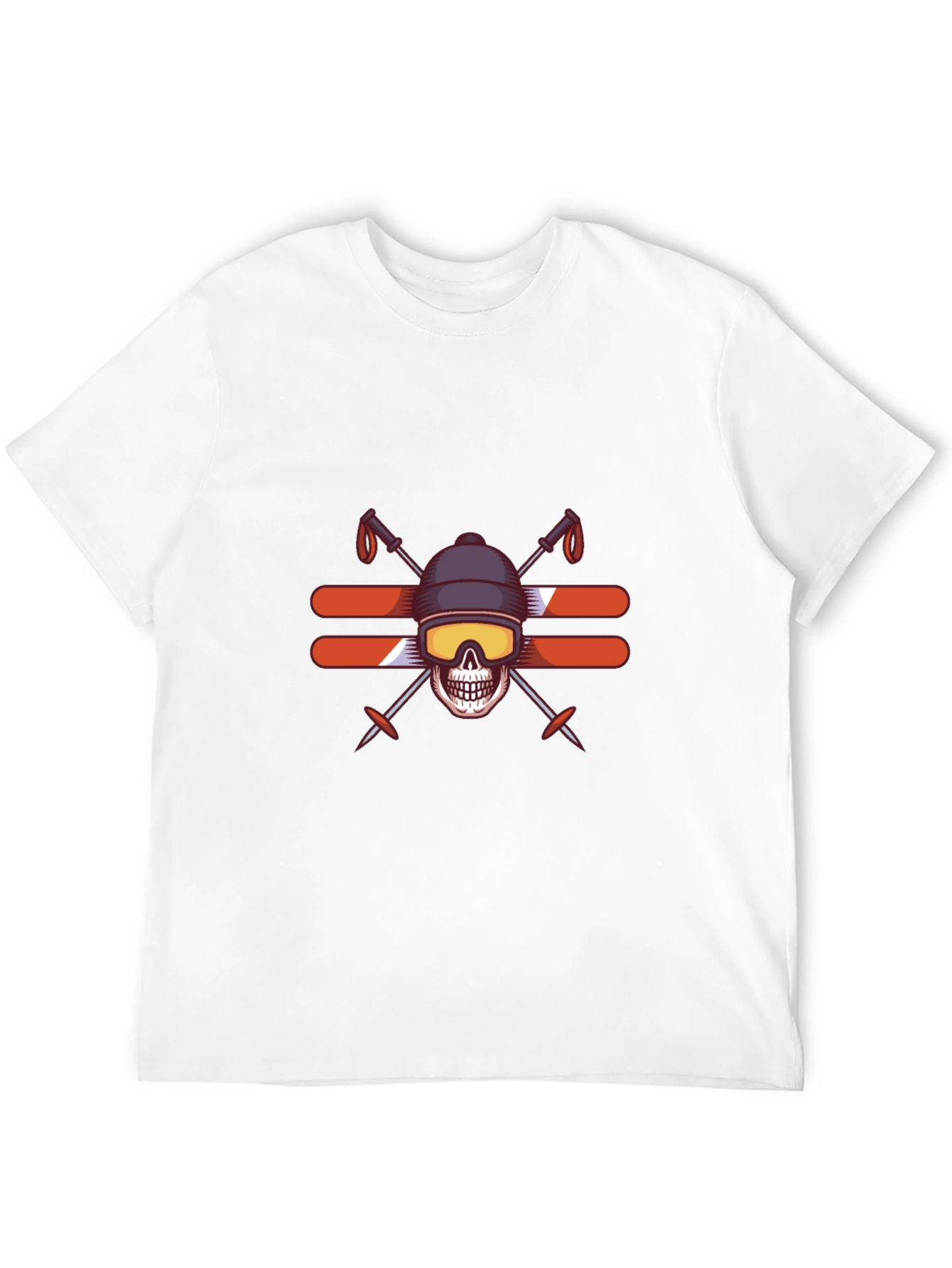 Skull Skiing T-Shirt - Winter Sports Graphic Tee