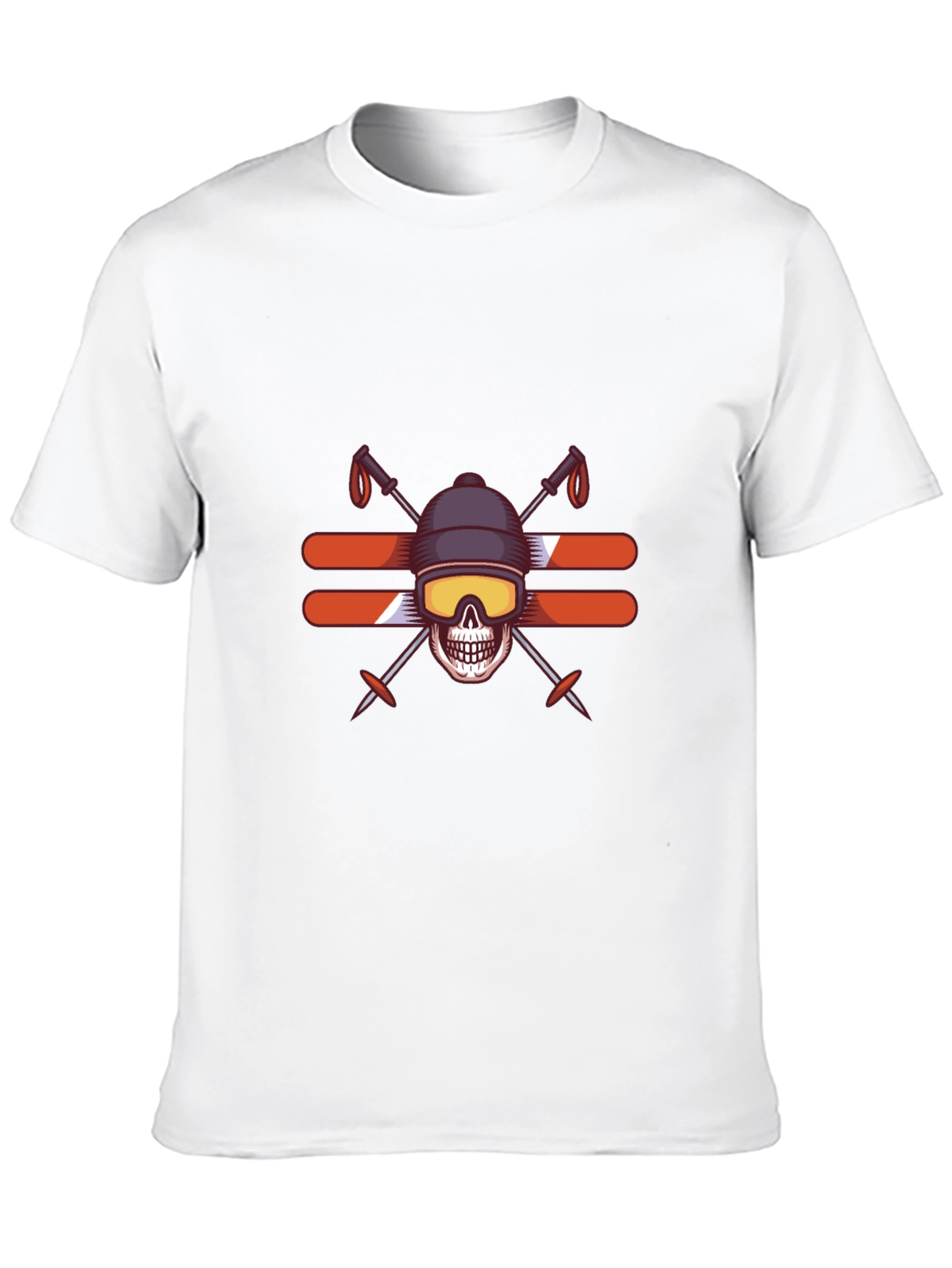 Skull Skiing T-Shirt - Winter Sports Graphic Tee
