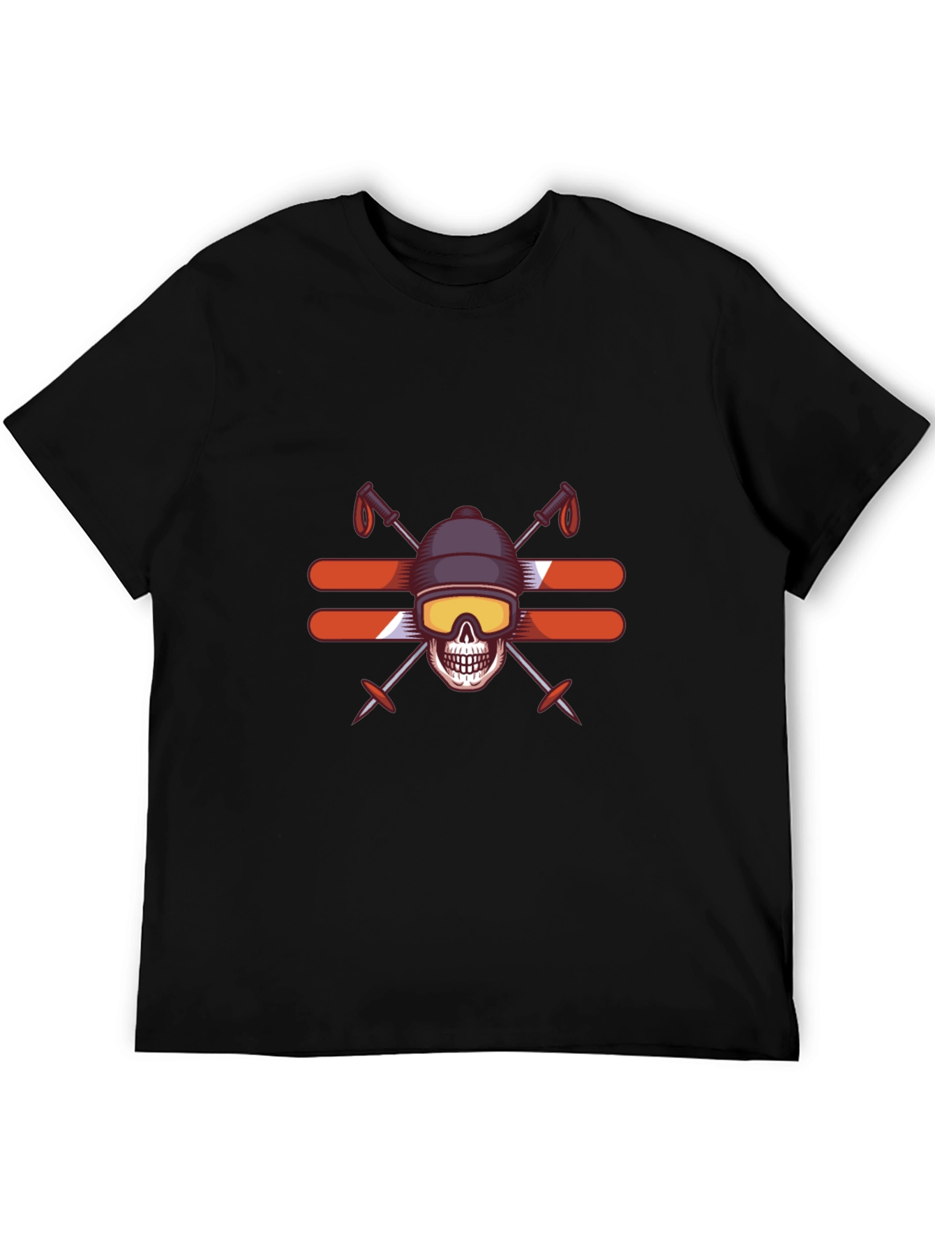 Skull Skiing T-Shirt - Winter Sports Graphic Tee