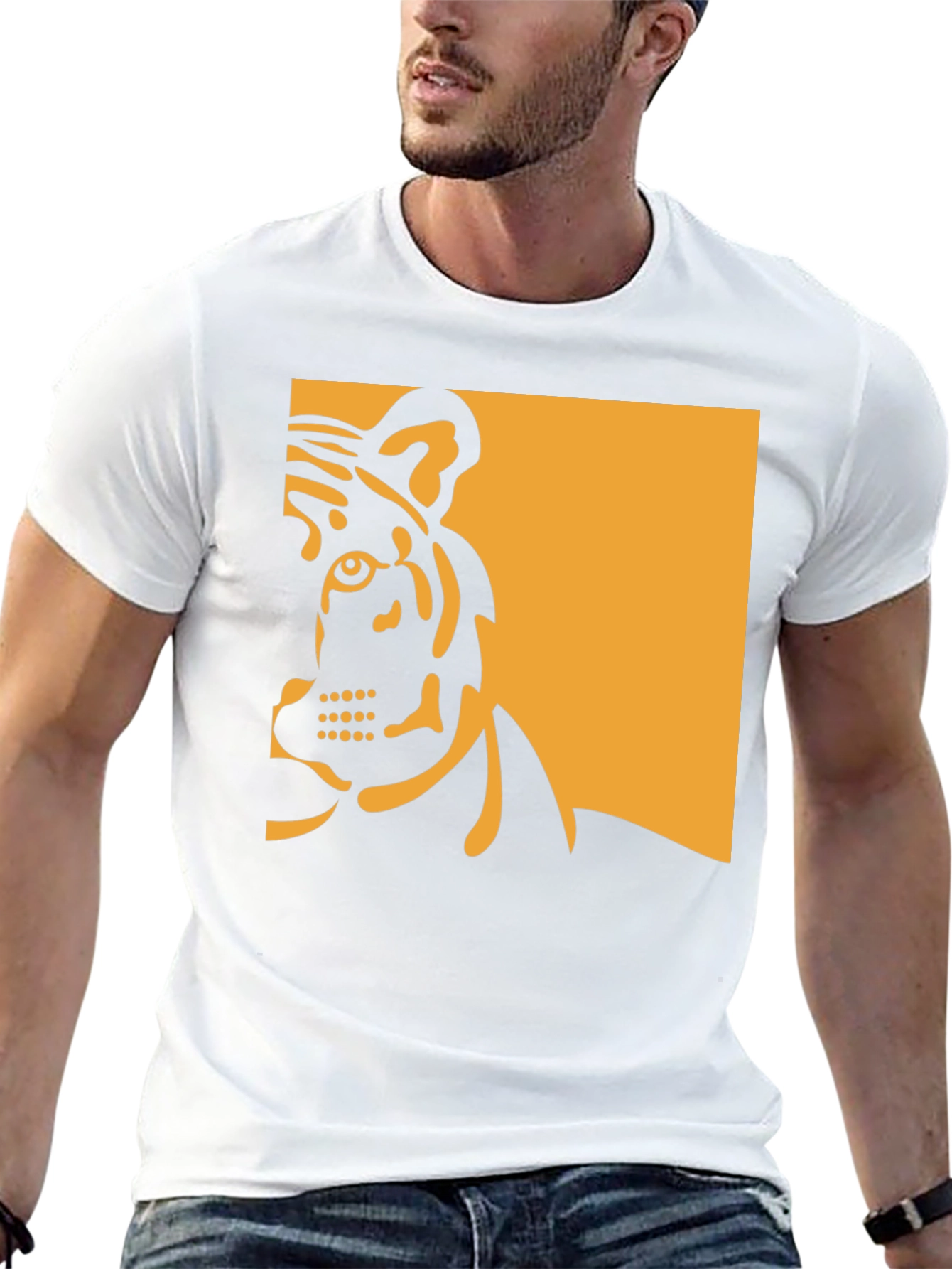 Tiger Graphic Tee - Bold Black Cotton Shirt