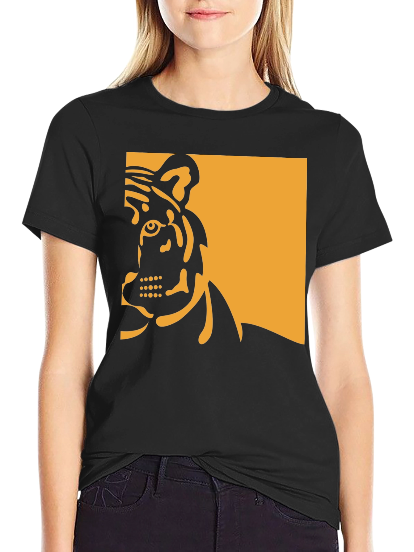 Tiger Graphic Tee - Bold Black Cotton Shirt