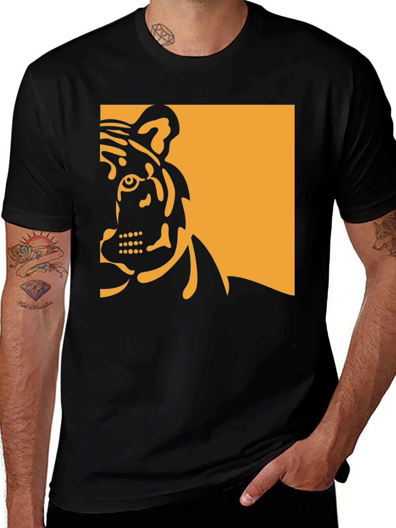 Tiger Graphic Tee - Bold Black Cotton Shirt