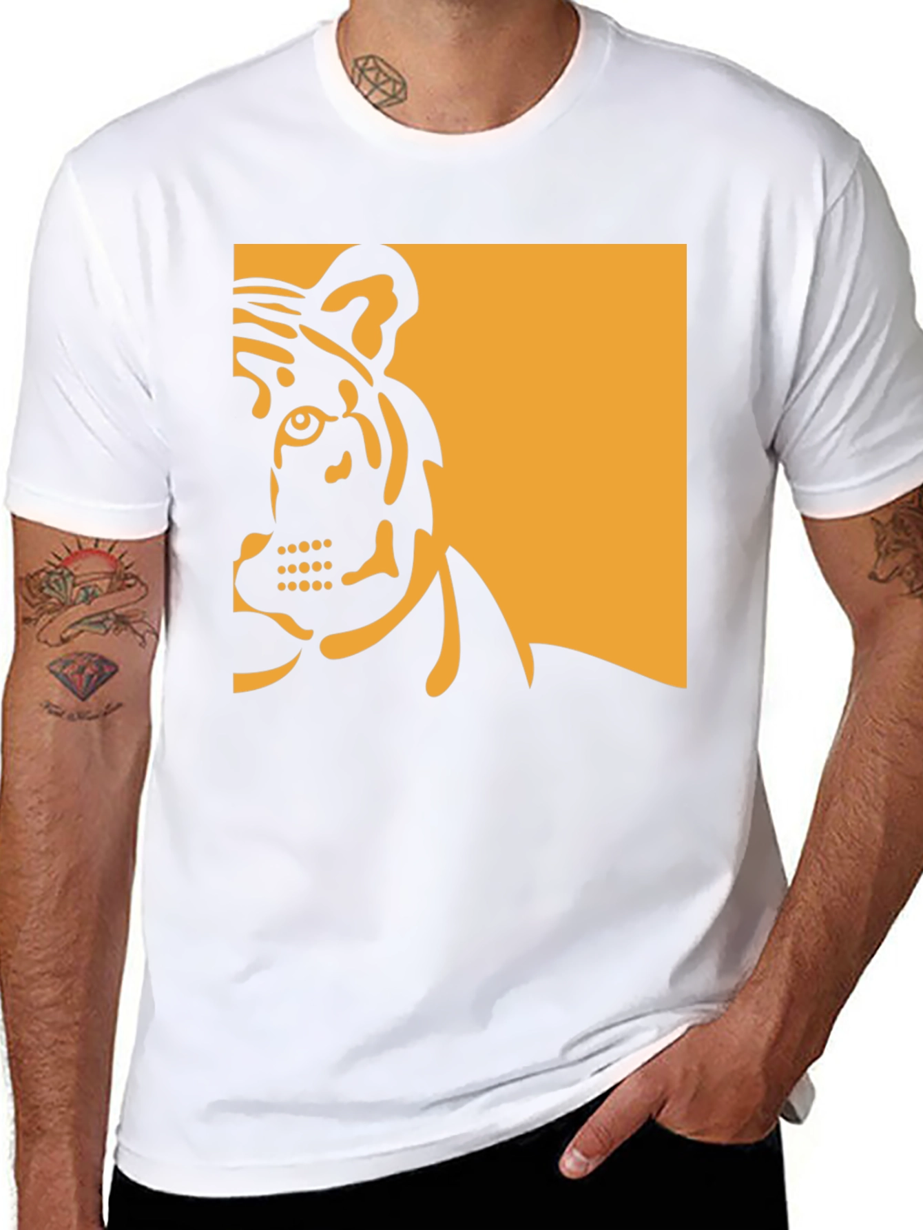 Tiger Graphic Tee - Bold Black Cotton Shirt