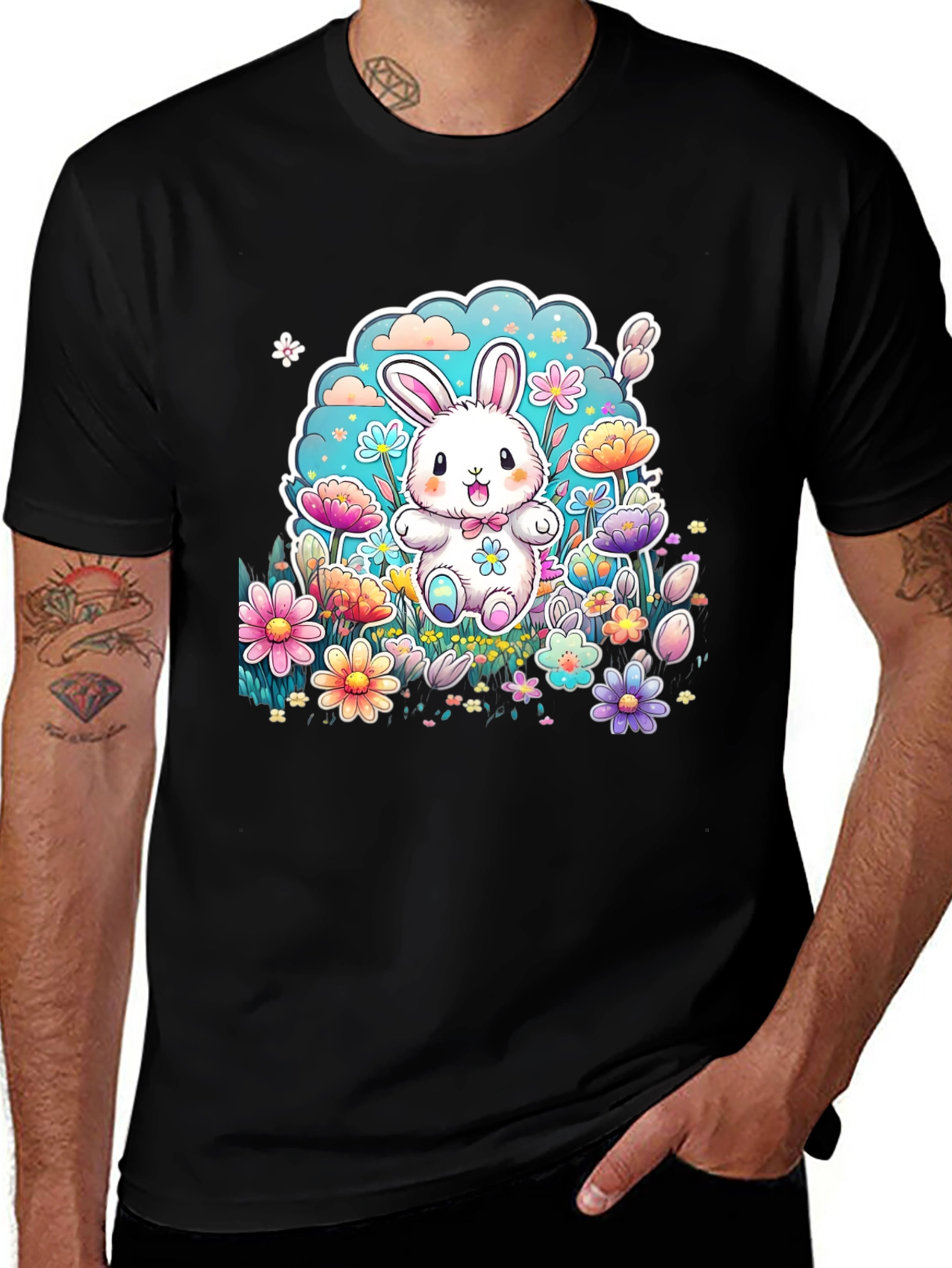 Cute Easter Bunny Floral T-Shirt