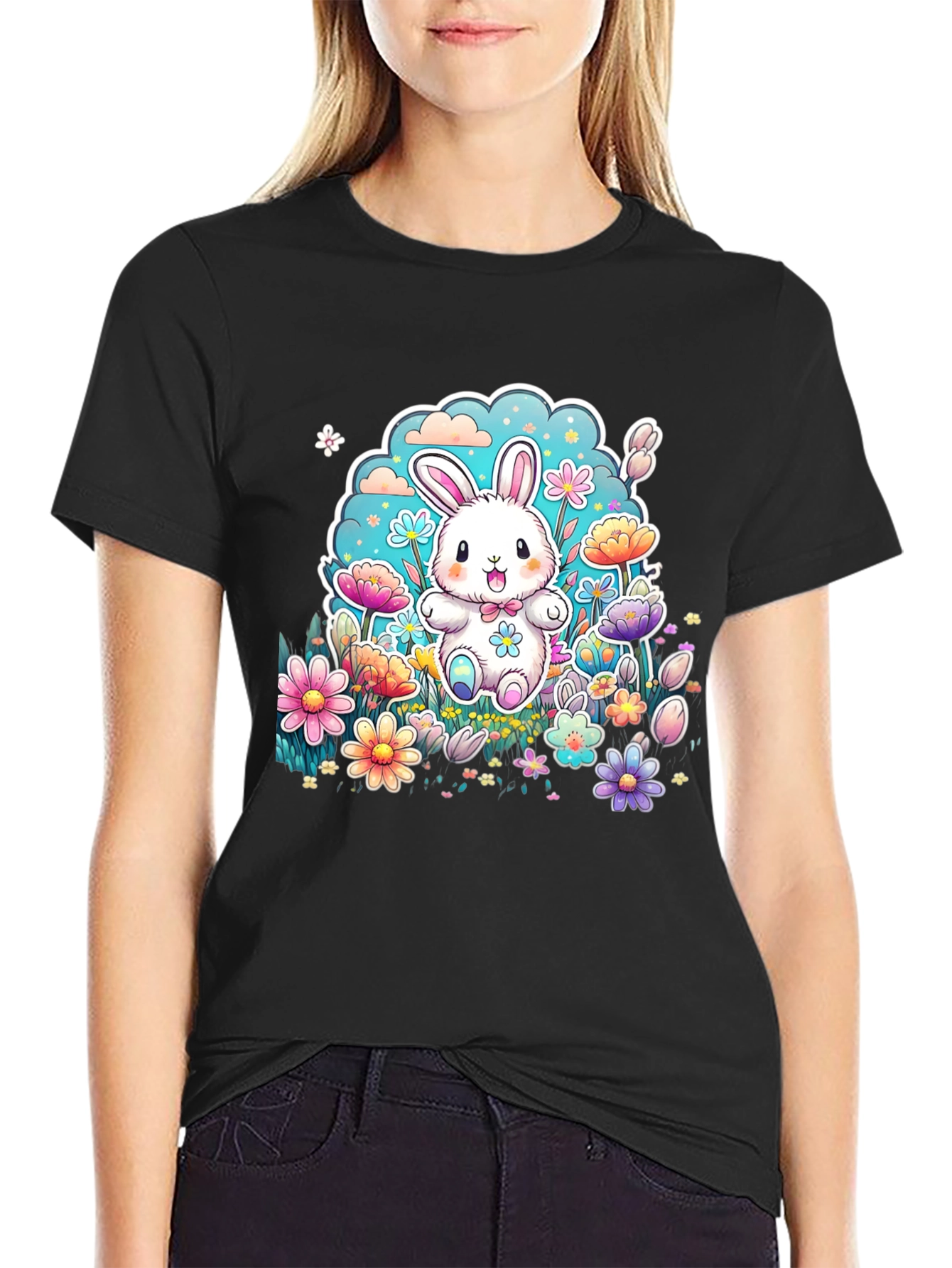 Cute Easter Bunny Floral T-Shirt