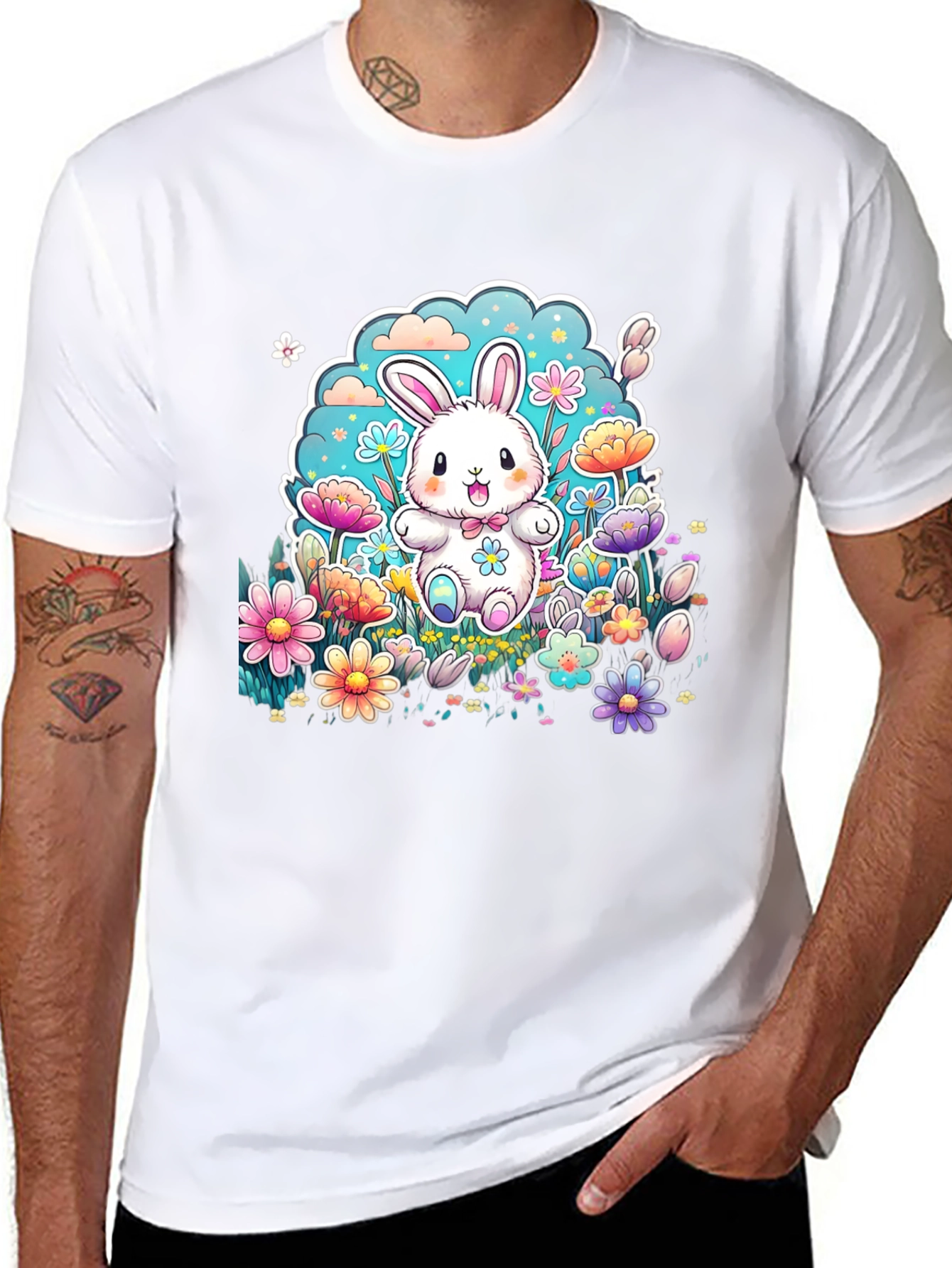 Cute Easter Bunny Floral T-Shirt