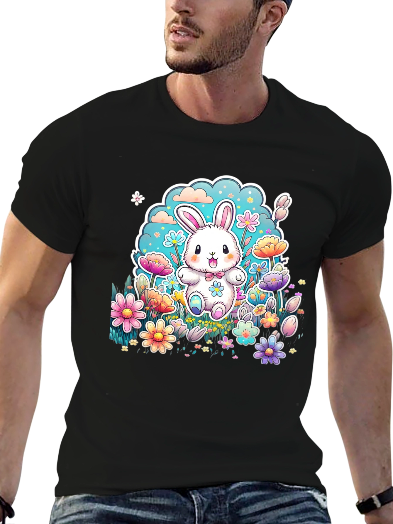 Cute Easter Bunny Floral T-Shirt