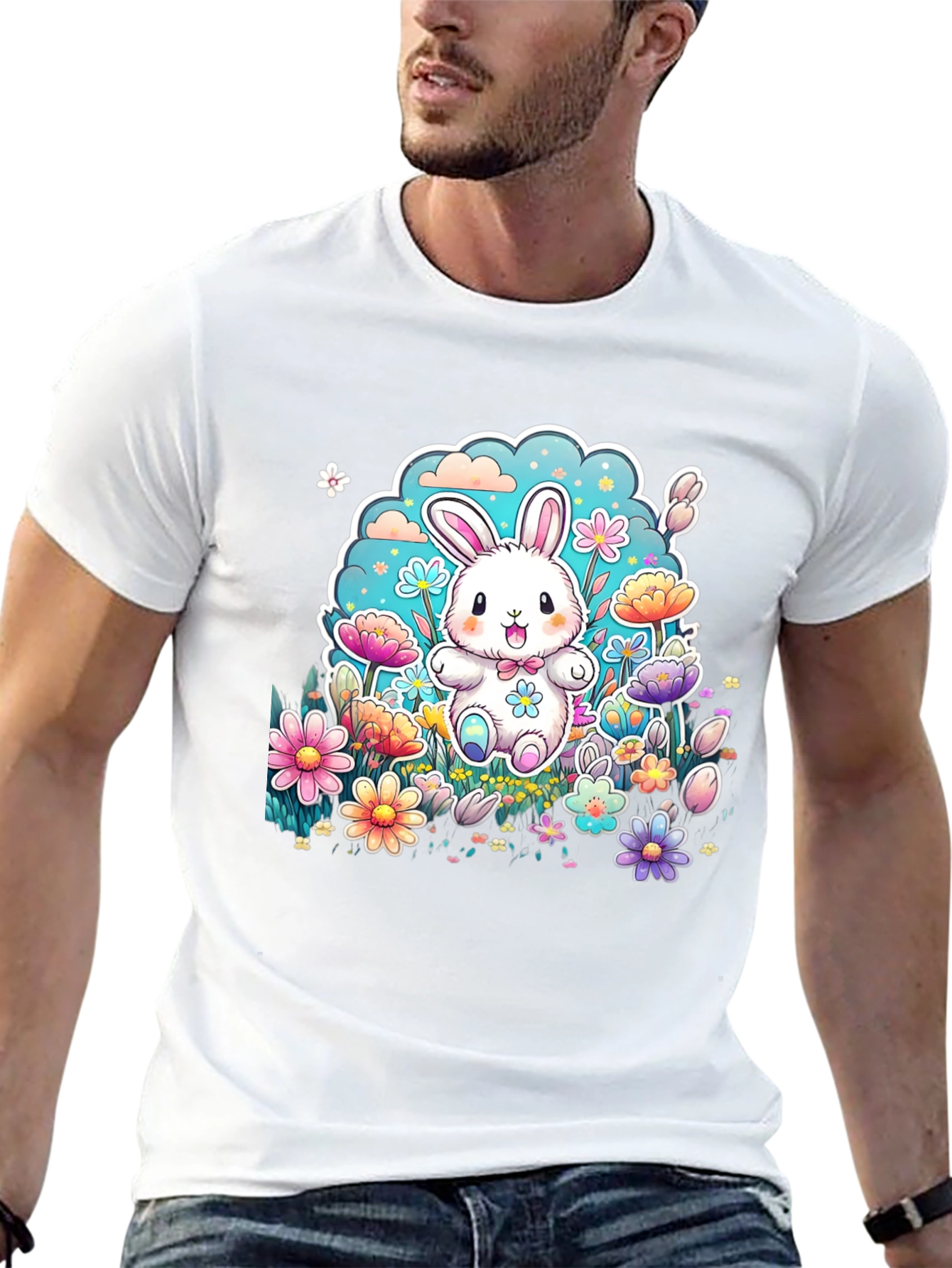 Cute Easter Bunny Floral T-Shirt