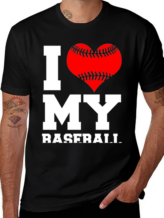 I Heart My Baseball T-Shirt - Black Short Sleeve