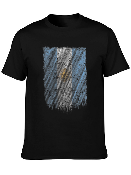 Argentina Flag Graphic T-Shirt - Black Crew Neck Tee