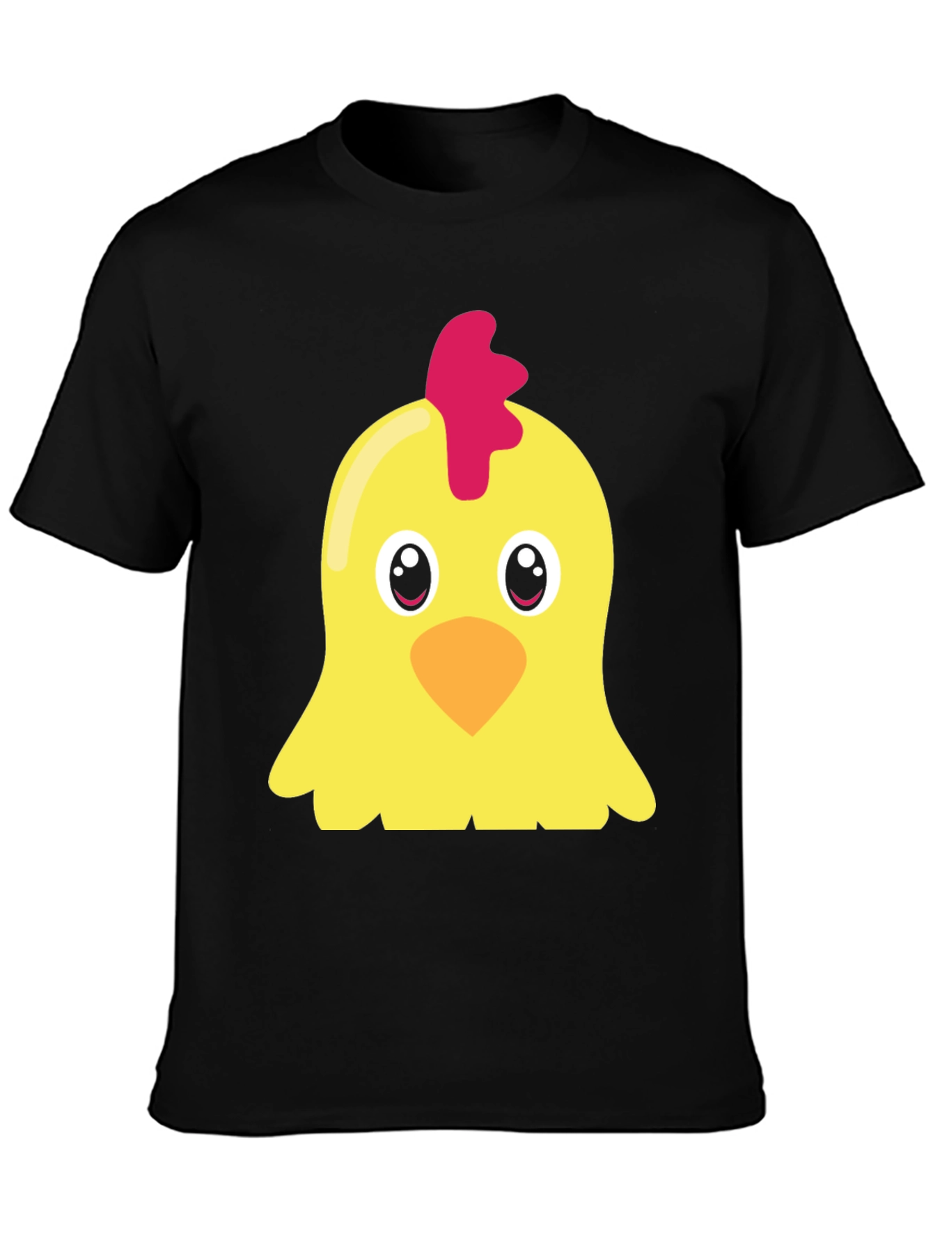 Cute Chicken Graphic T-Shirt - Black Short Sleeve