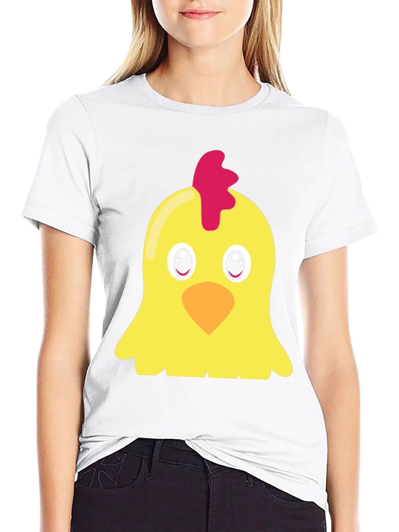 Cute Chicken Graphic T-Shirt - Black Short Sleeve