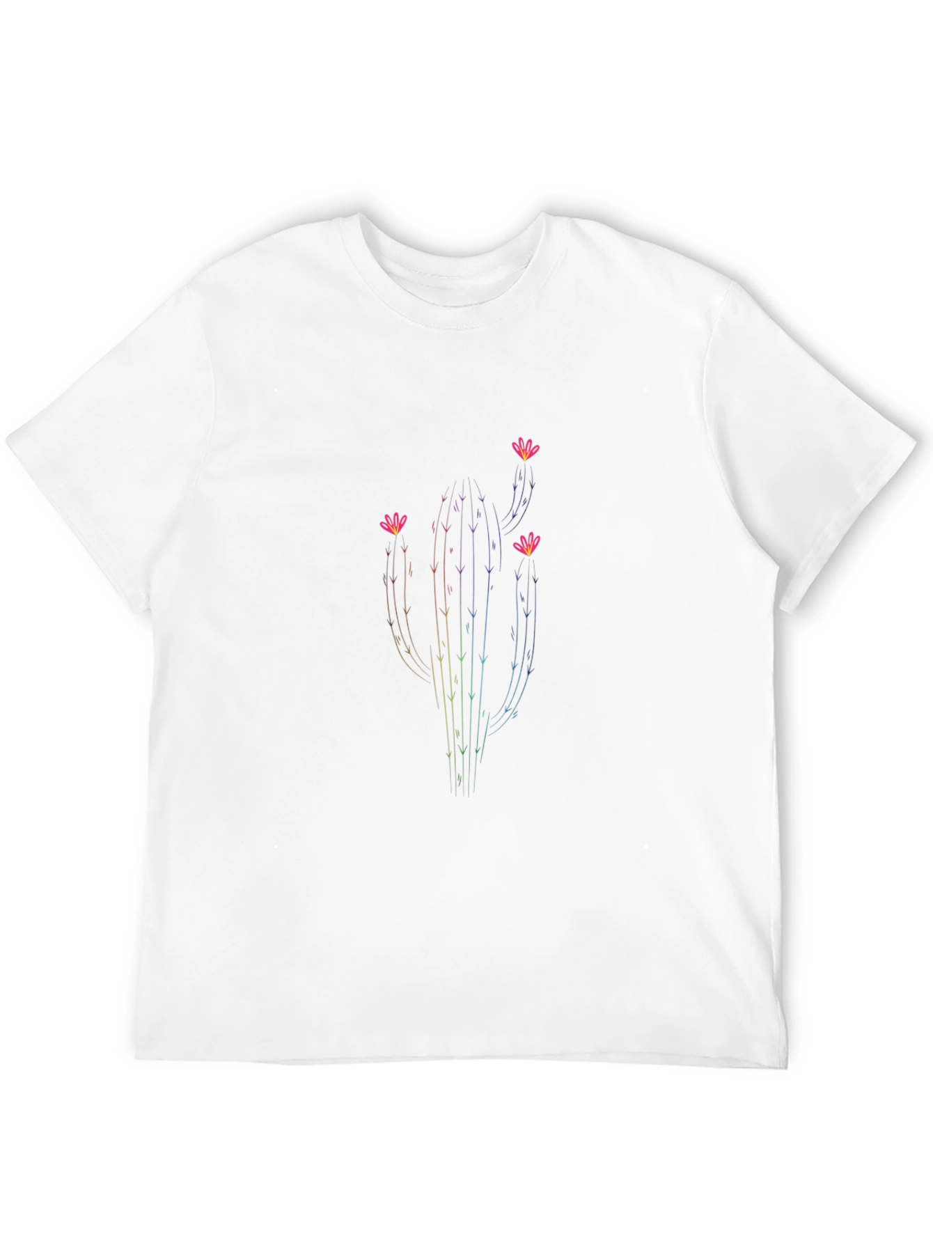 Rainbow Cactus Graphic Tee - Soft Cotton Comfort
