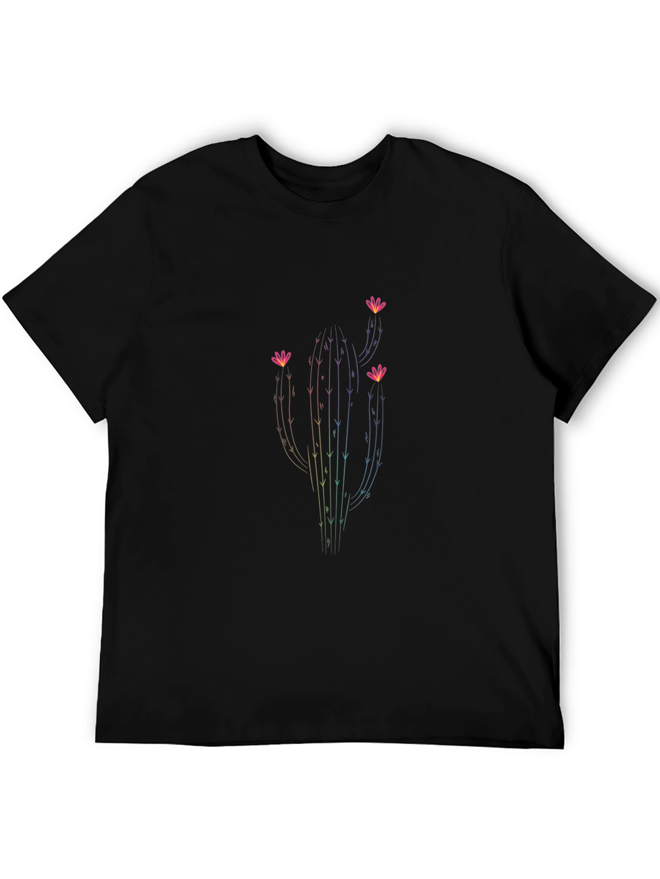 Rainbow Cactus Graphic Tee - Soft Cotton Comfort