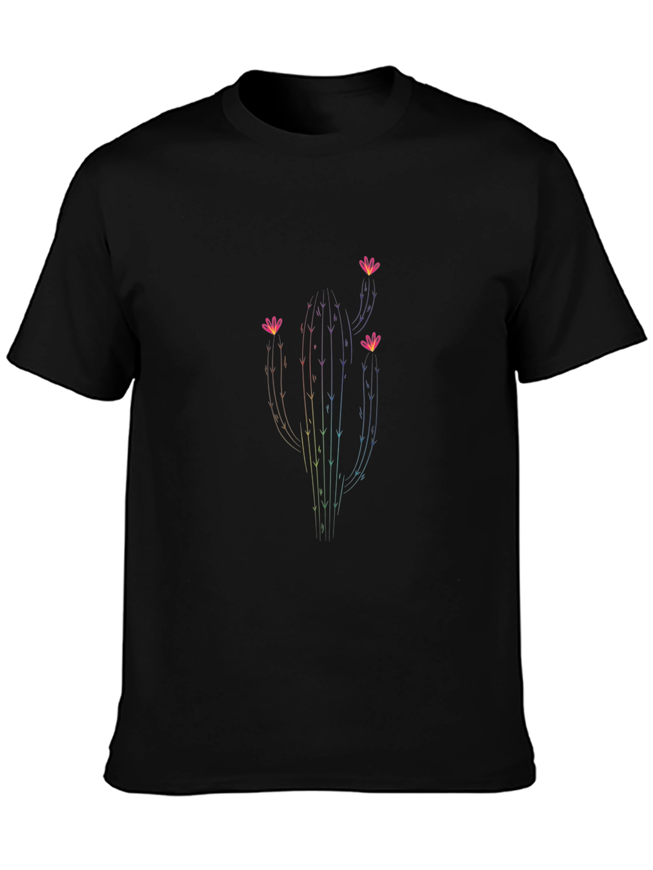 Rainbow Cactus Graphic Tee - Soft Cotton Comfort