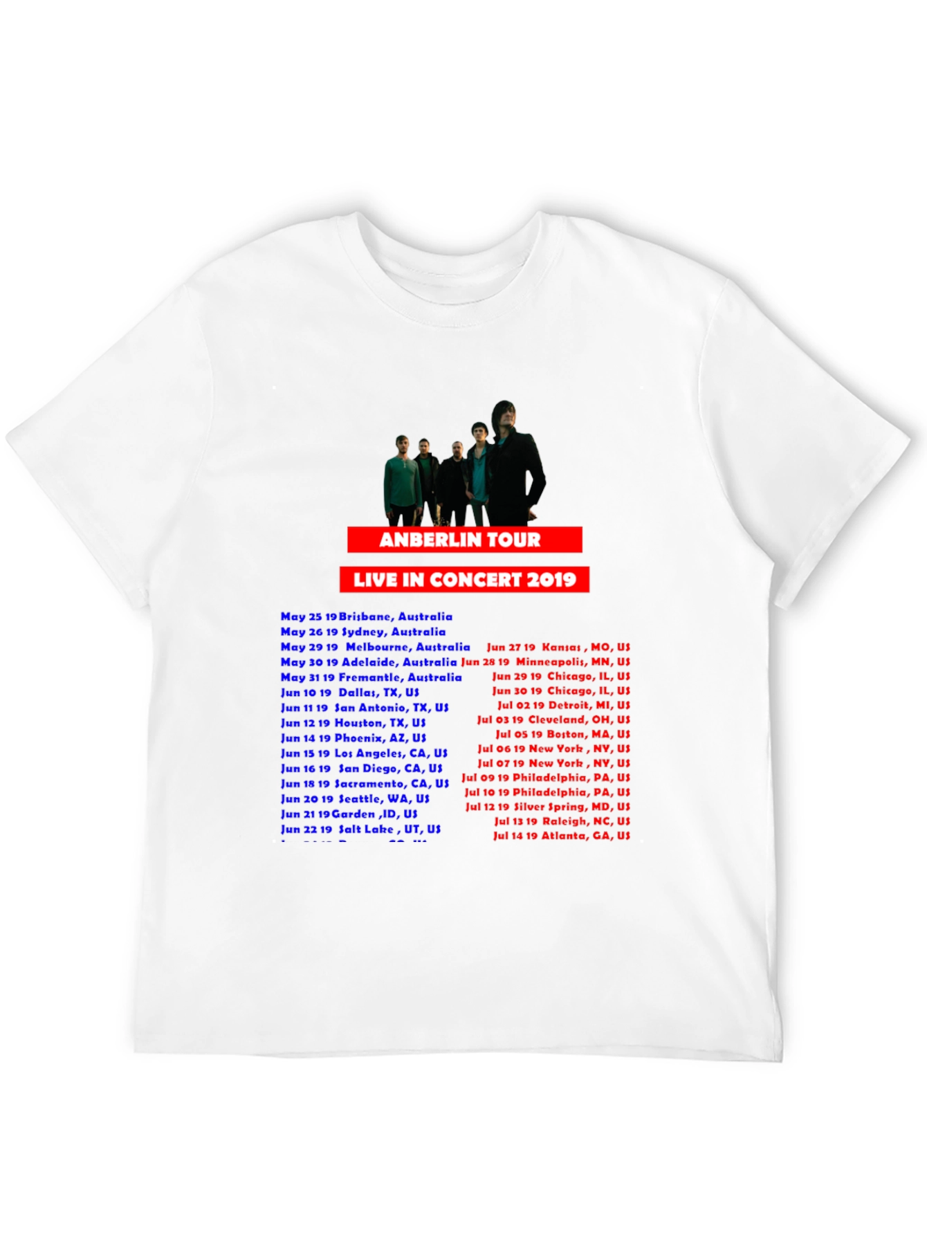 Anberlin Tour 2019 Concert T-Shirt