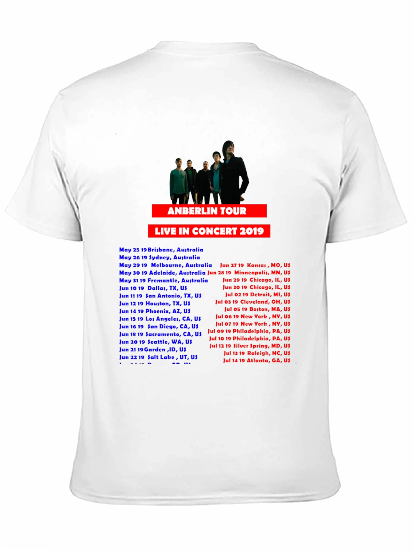 Anberlin Tour 2019 Concert T-Shirt