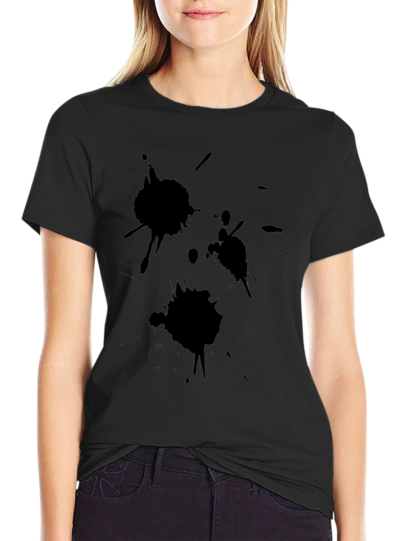 Abstract Splatter Graphic Black T-Shirt