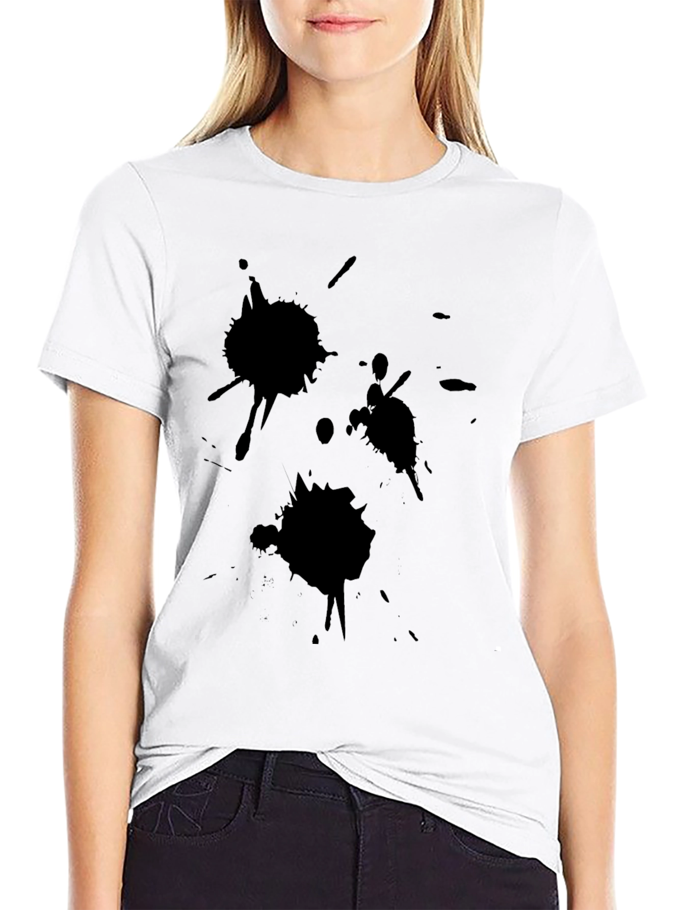 Abstract Splatter Graphic Black T-Shirt