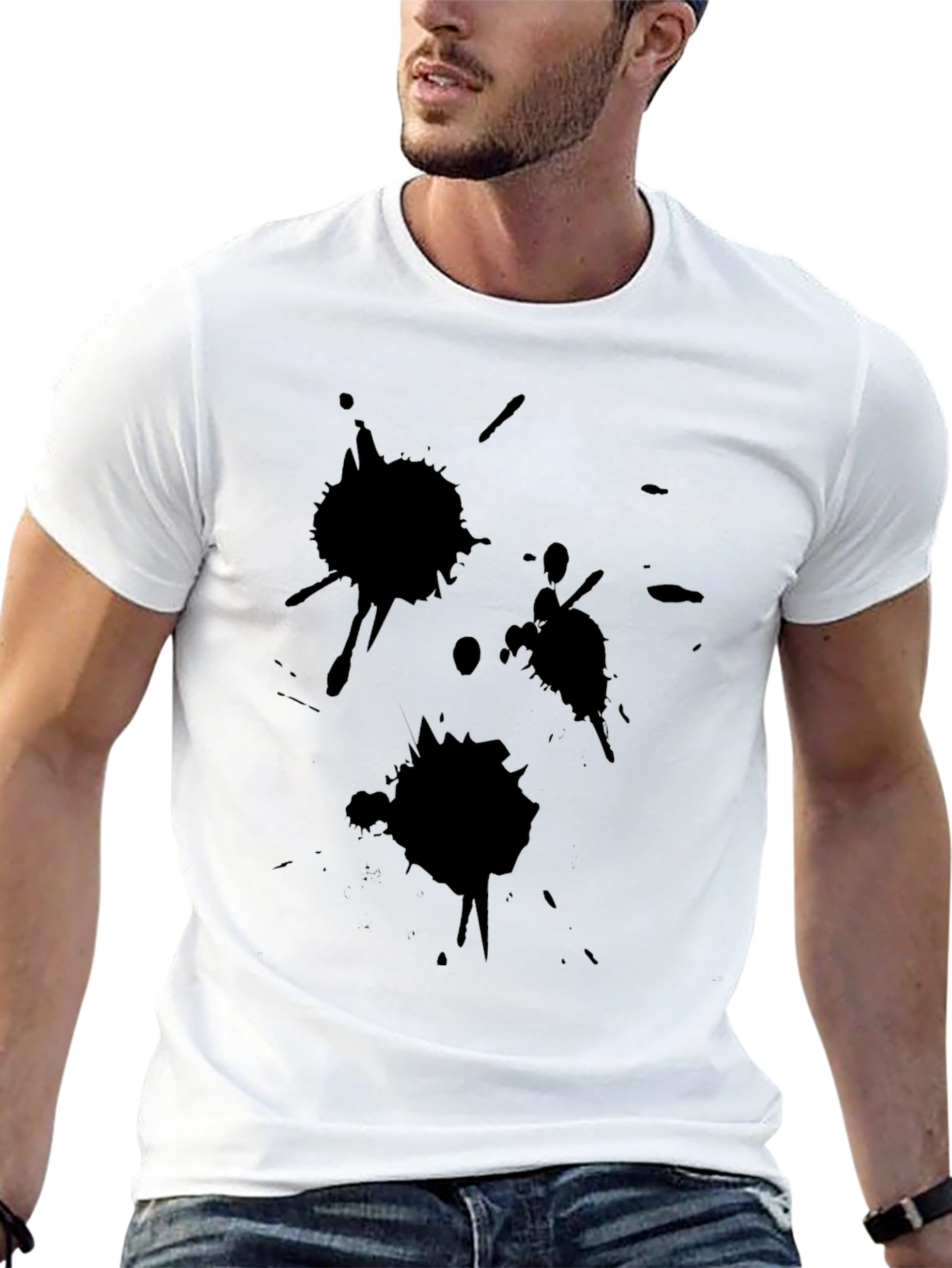 Abstract Splatter Graphic Black T-Shirt