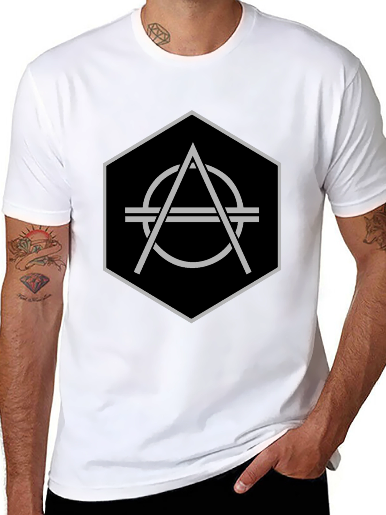 Geometric Hexagon Graphic T-Shirt - Modern Design Tee