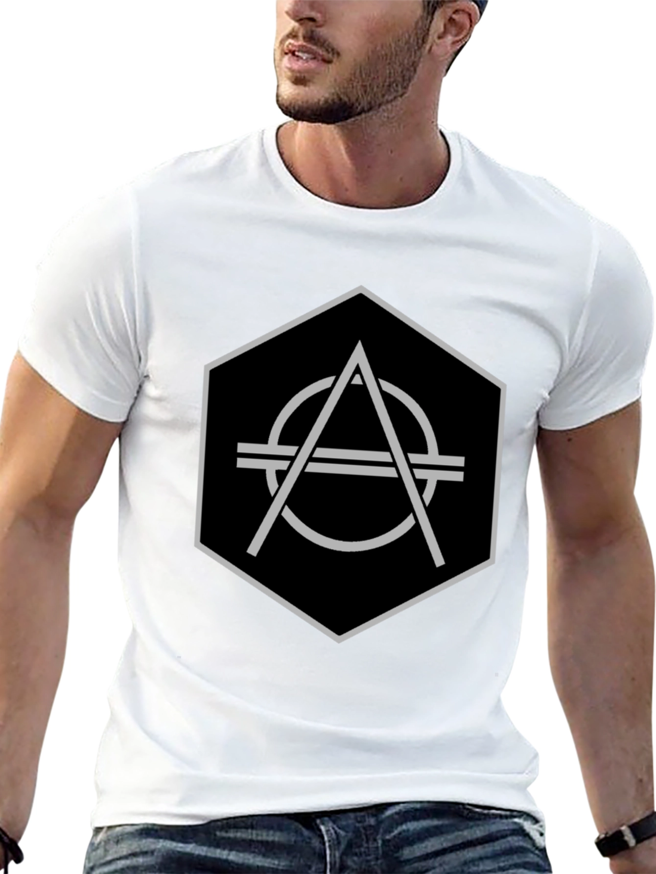 Geometric Hexagon Graphic T-Shirt - Modern Design Tee