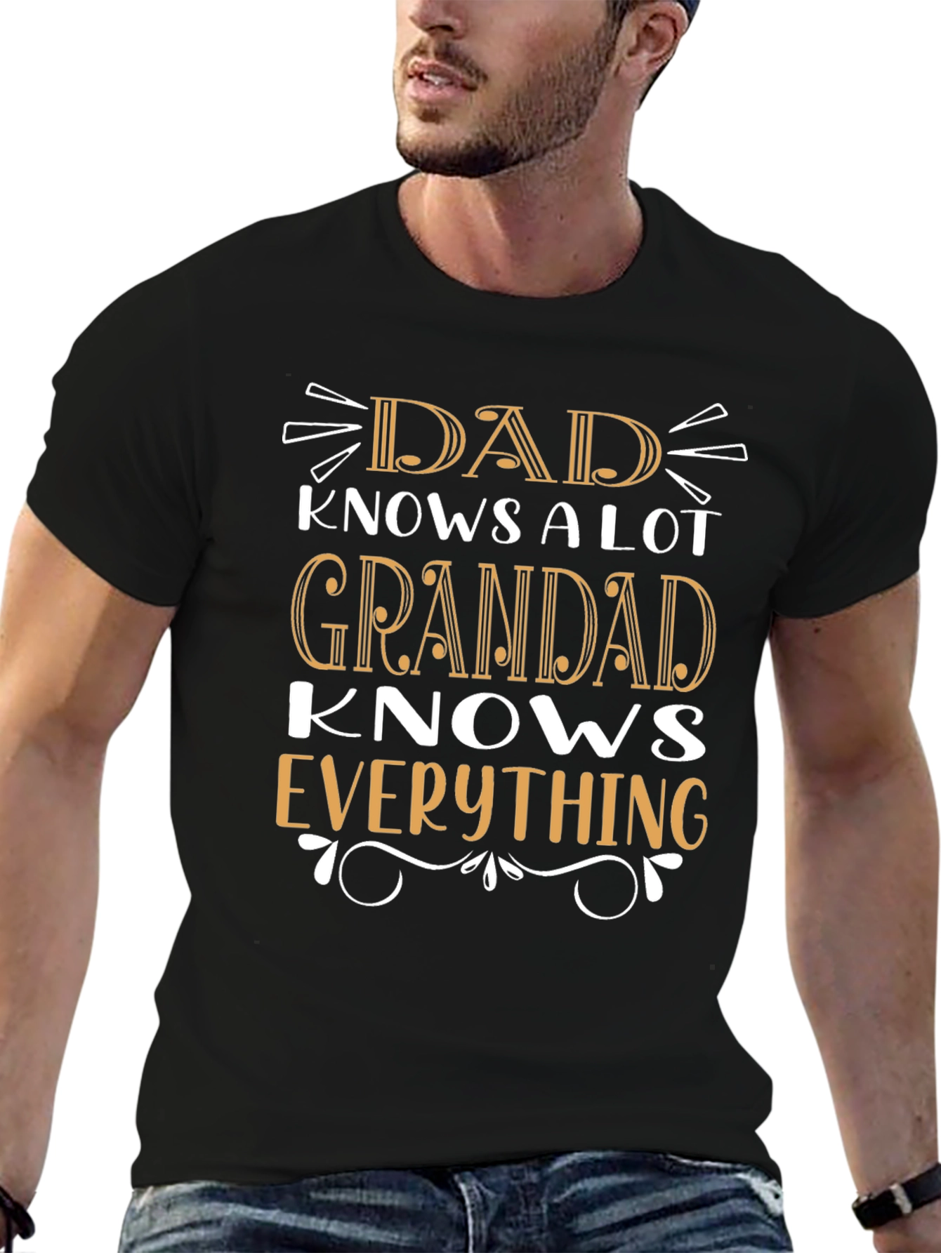 Dad/Grandad Knows Everything Black Graphic T-Shirt