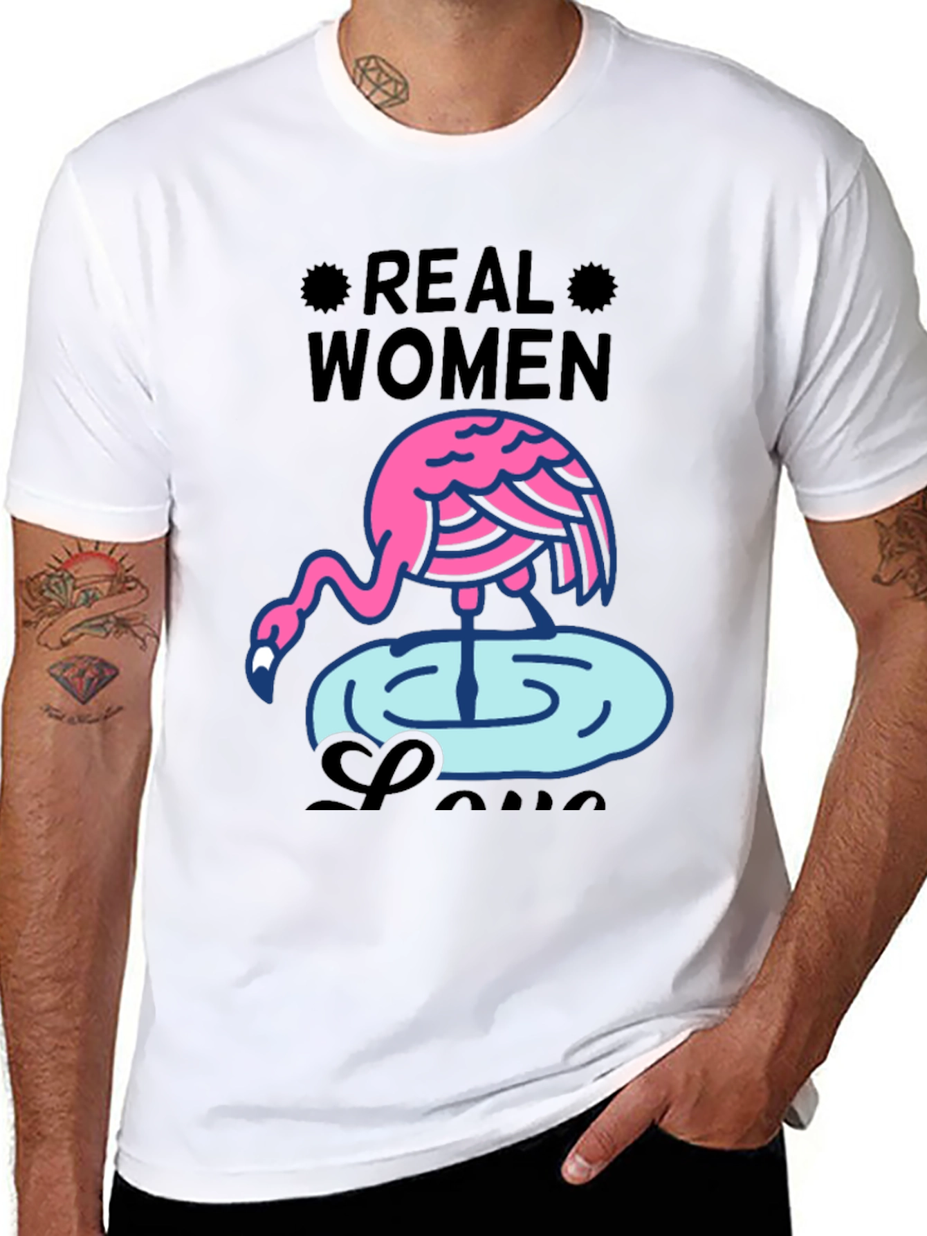 Real Women Love Flamingos Graphic T-Shirt