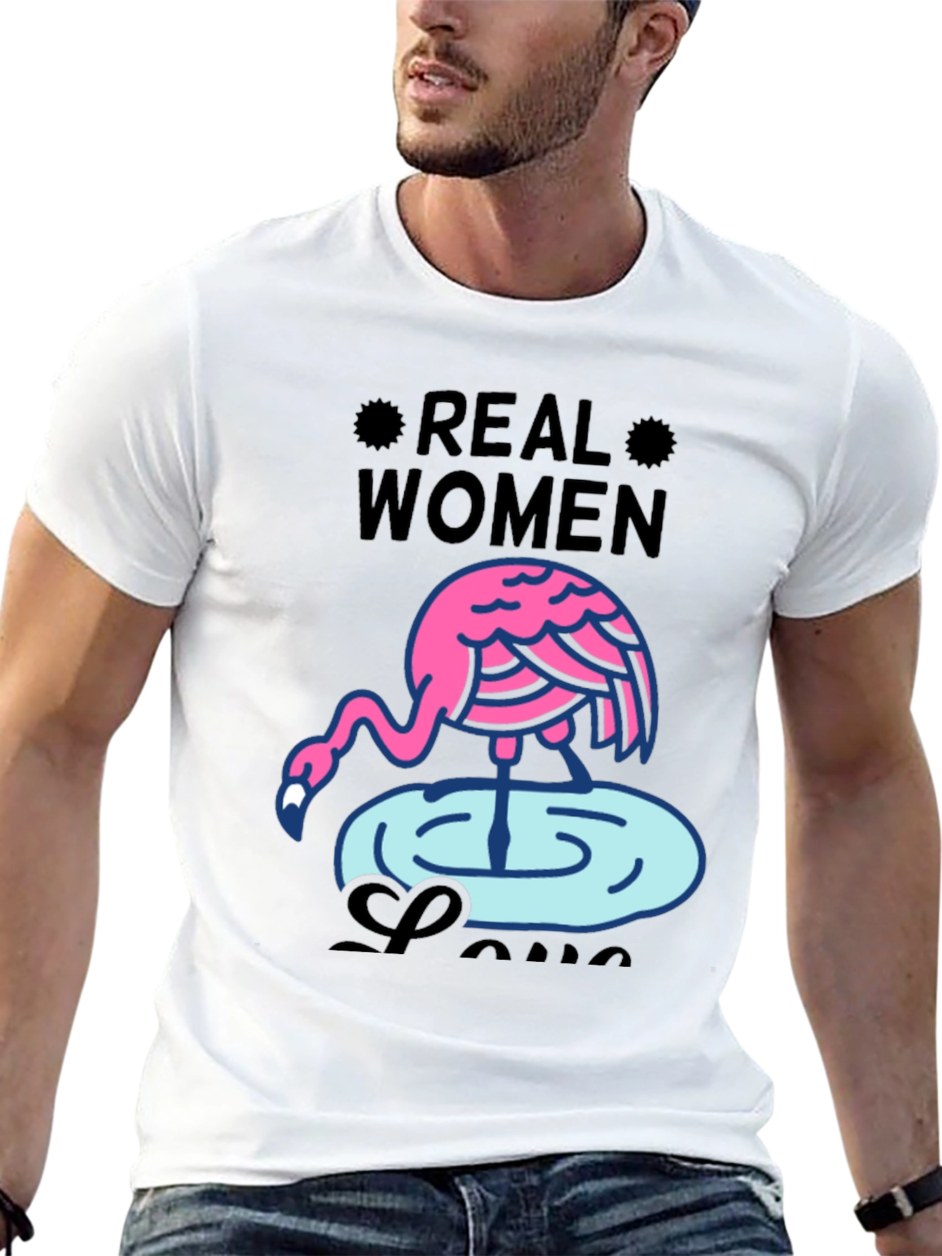 Real Women Love Flamingos Graphic T-Shirt