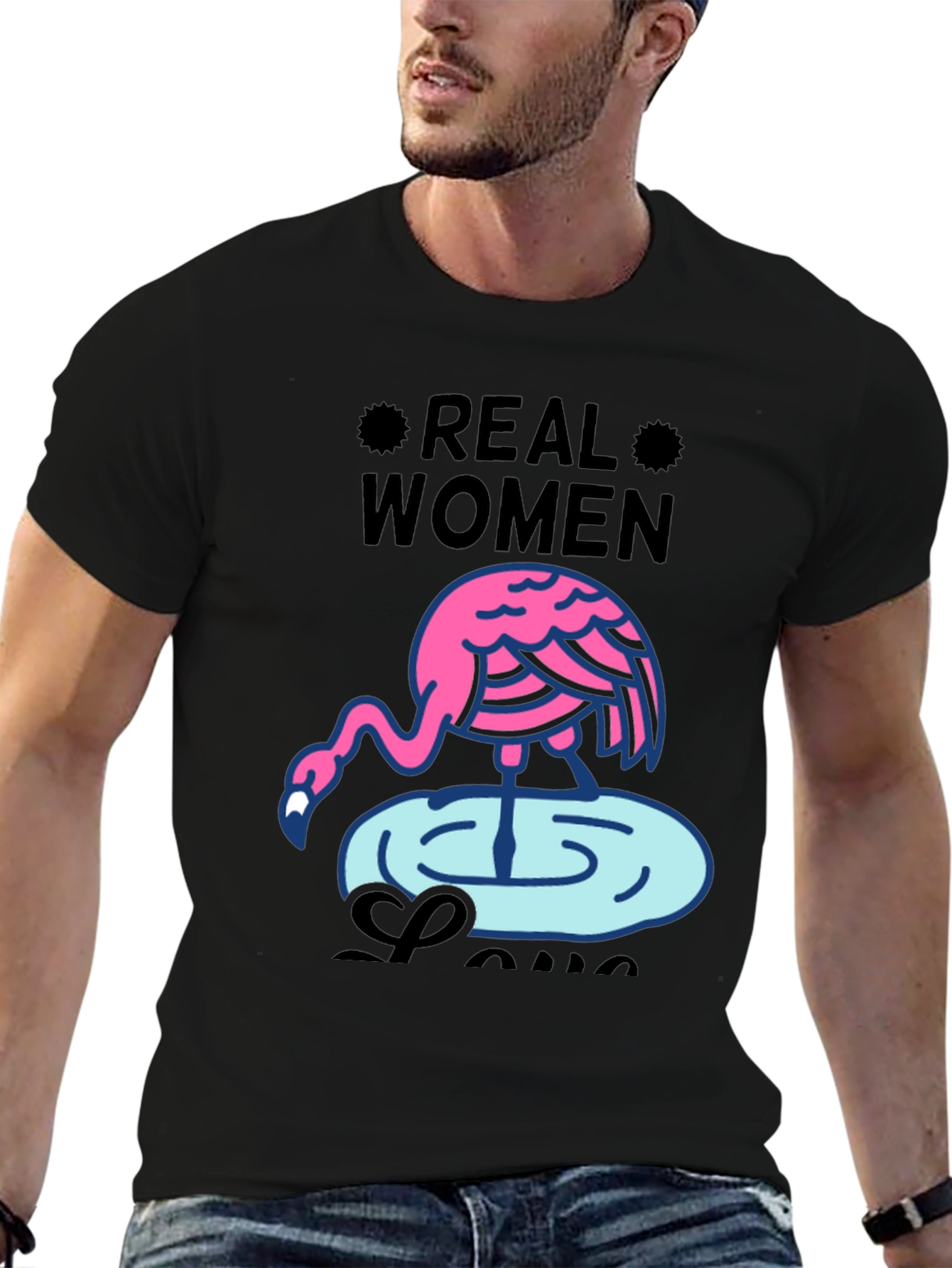Real Women Love Flamingos Graphic T-Shirt