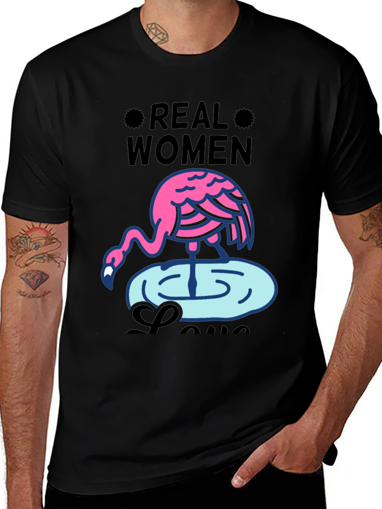 Real Women Love Flamingos Graphic T-Shirt
