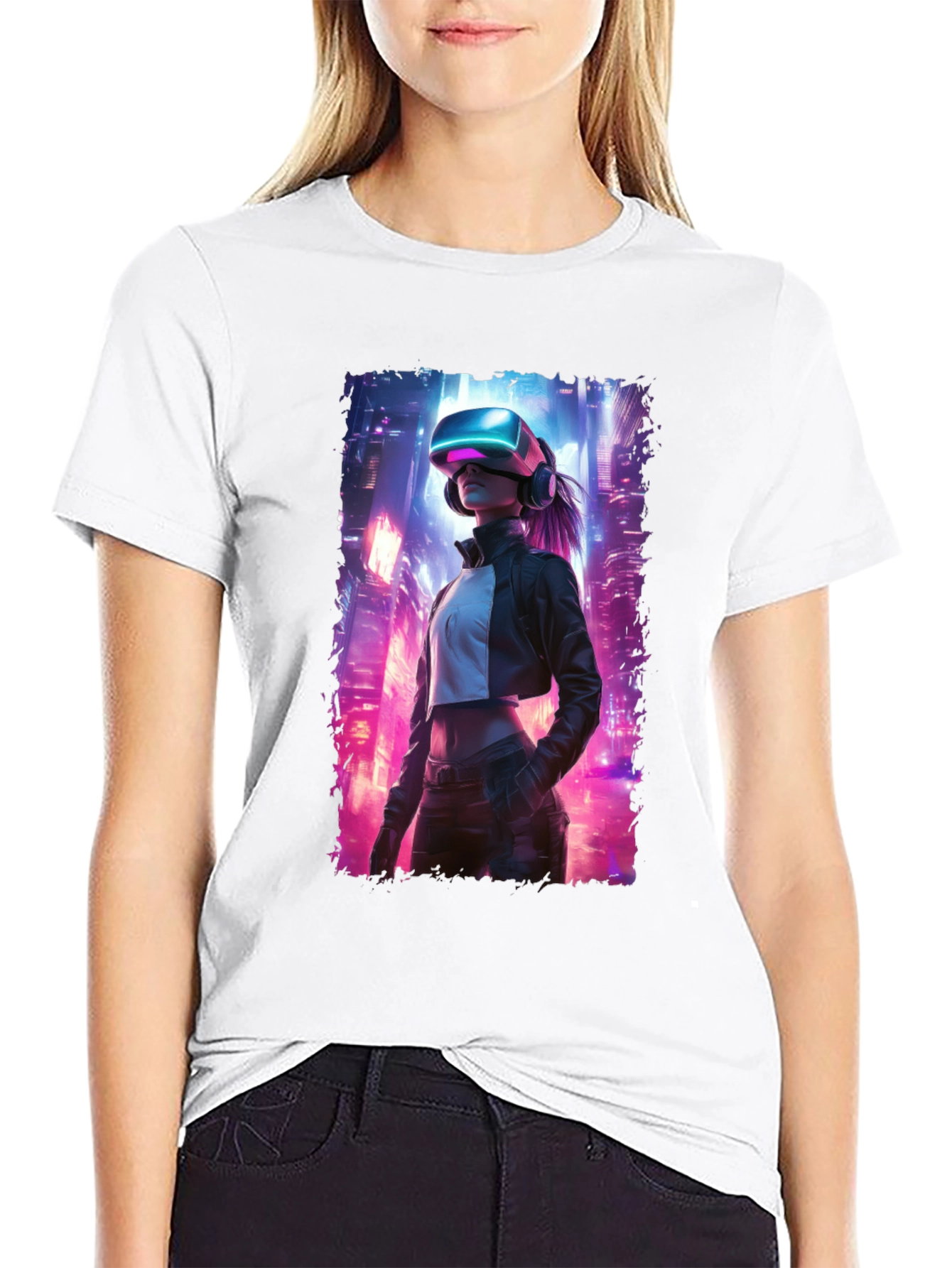 VR Cityscape Graphic Tee - Futuristic Style