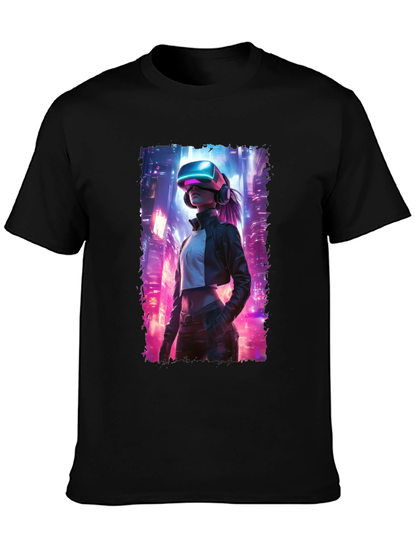 VR Cityscape Graphic Tee - Futuristic Style