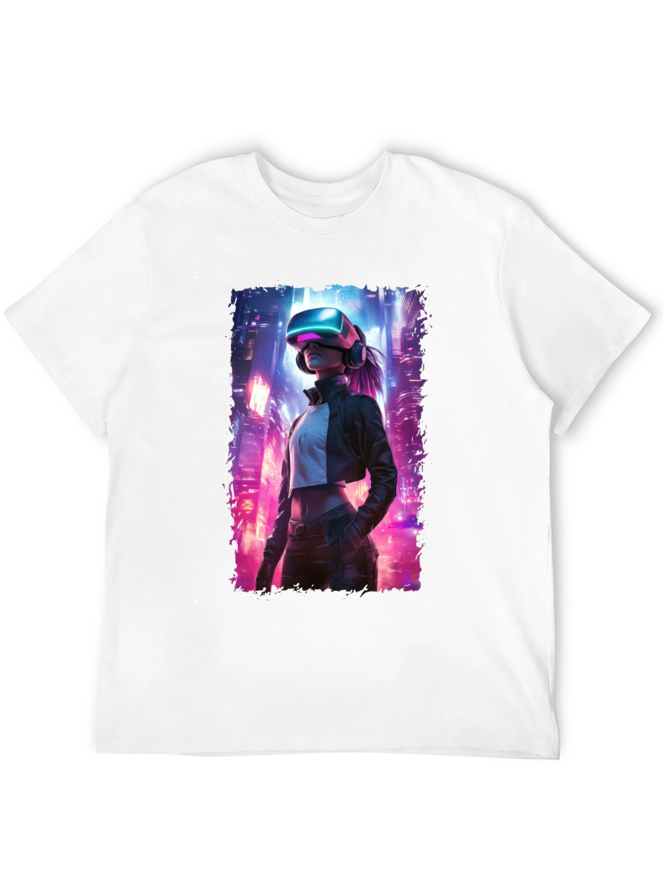 VR Cityscape Graphic Tee - Futuristic Style