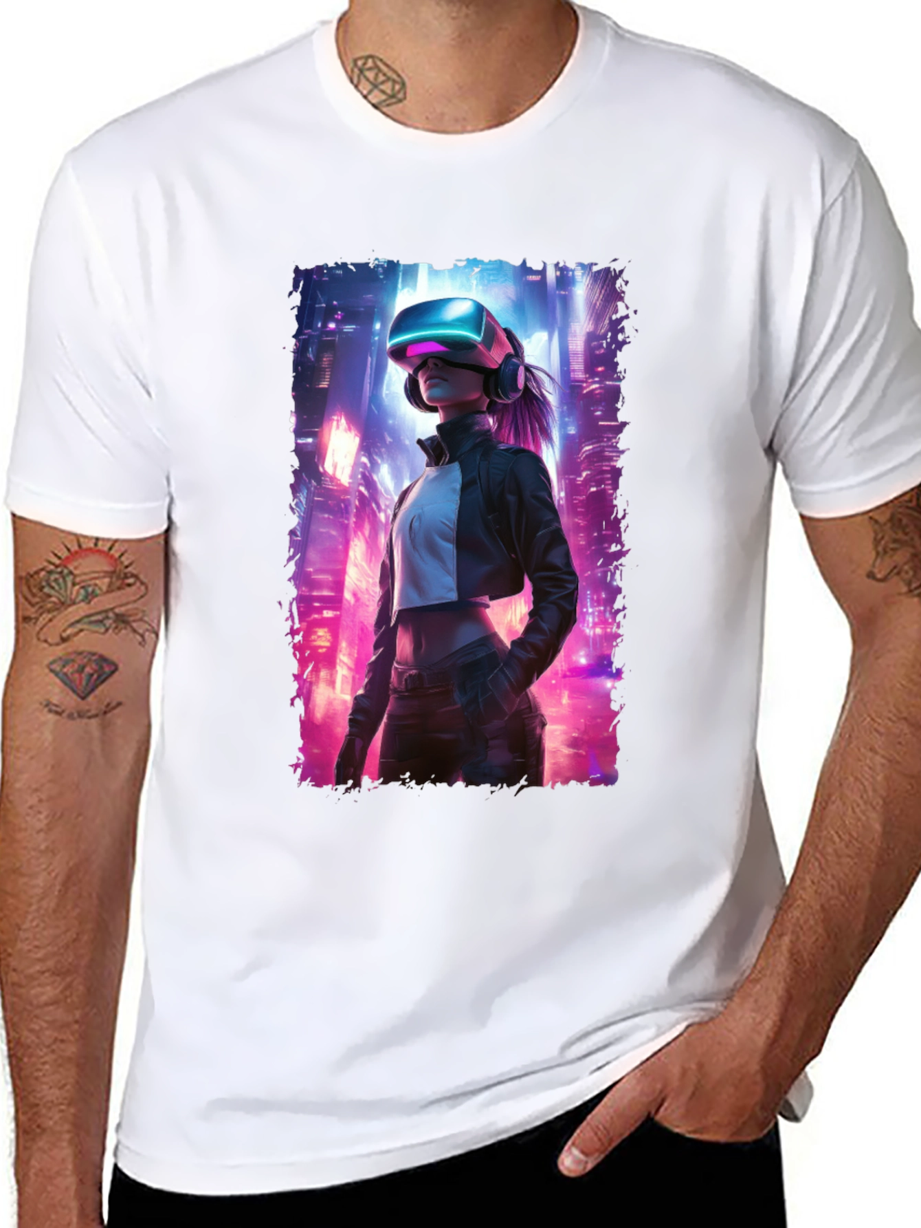 VR Cityscape Graphic Tee - Futuristic Style