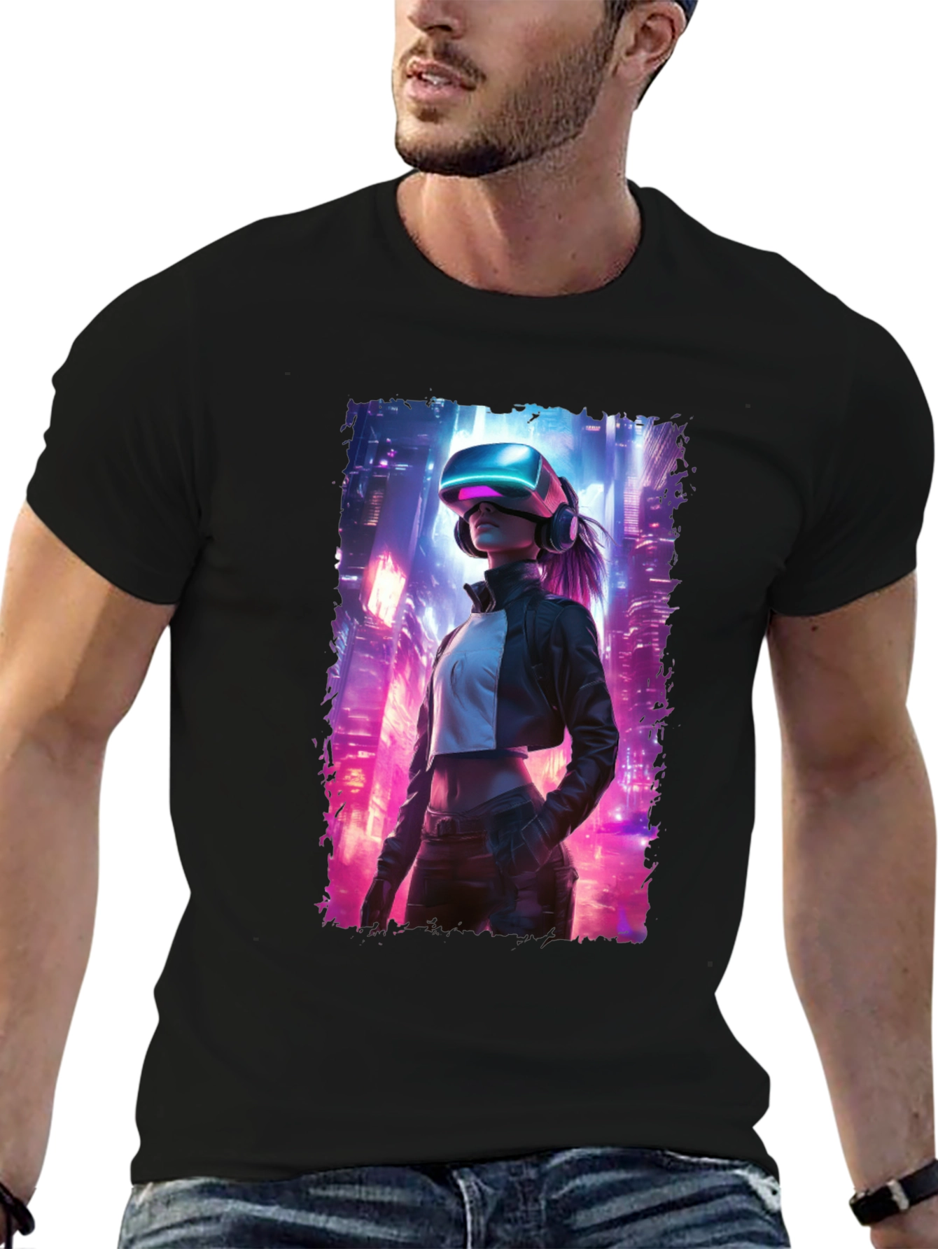 VR Cityscape Graphic Tee - Futuristic Style