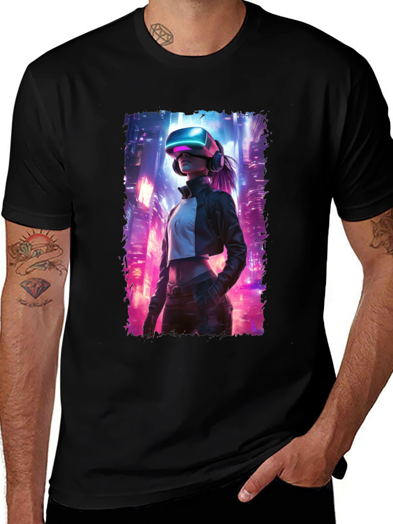 VR Cityscape Graphic Tee - Futuristic Style