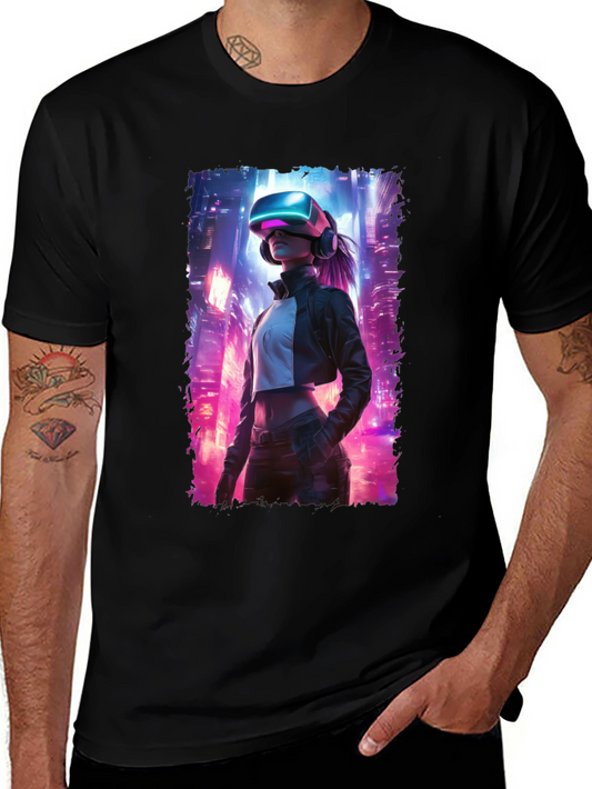 VR Cityscape Graphic Tee - Futuristic Style