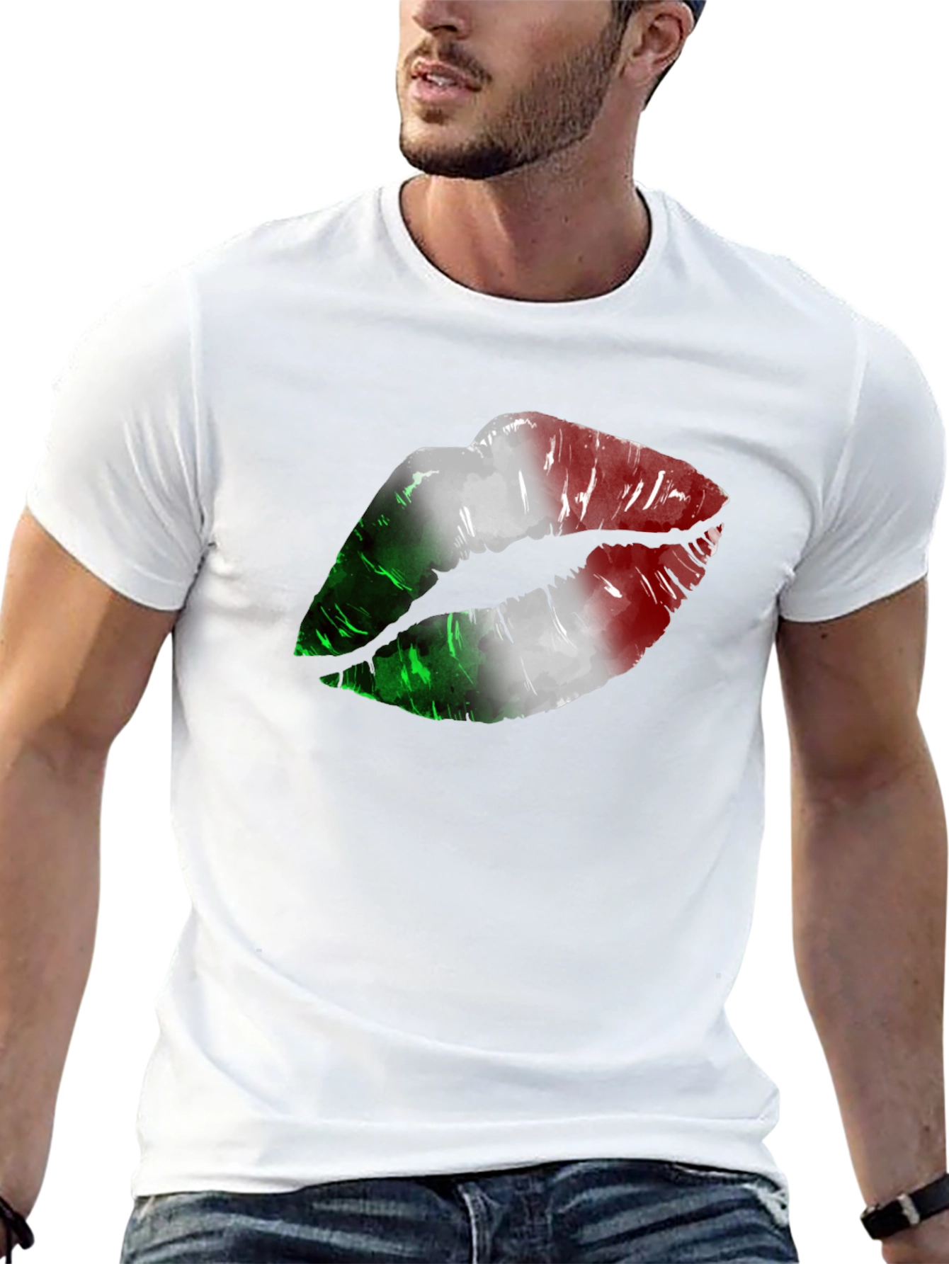 Italian Flag Lips Graphic T-Shirt