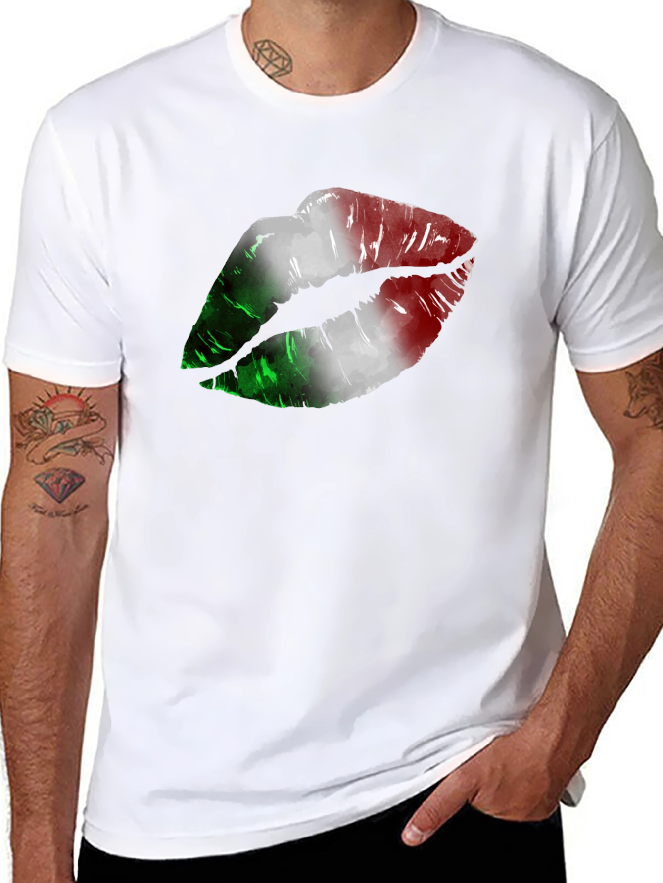 Italian Flag Lips Graphic T-Shirt