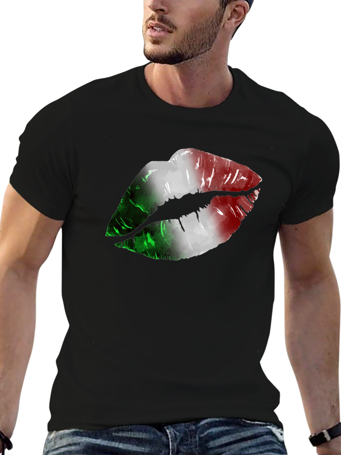 Italian Flag Lips Graphic T-Shirt