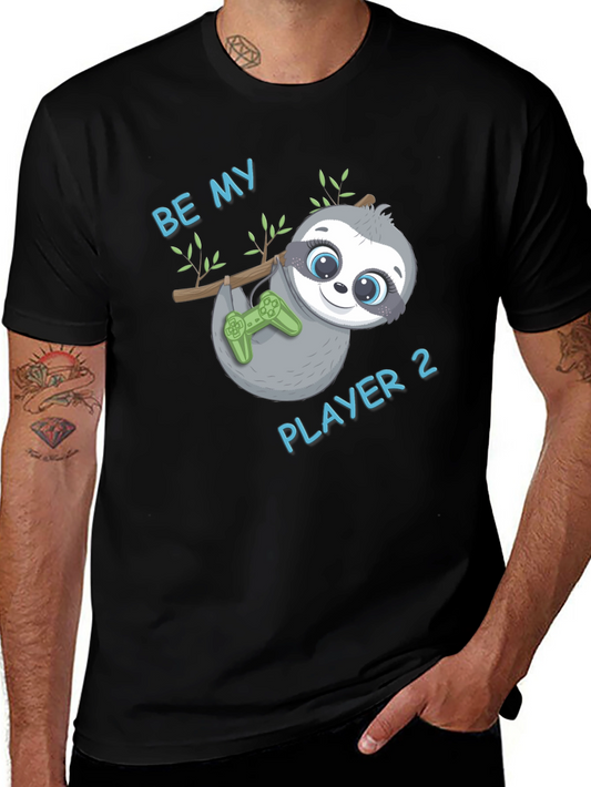 Be My Player 2 Sloth Gamer Black T-Shirt